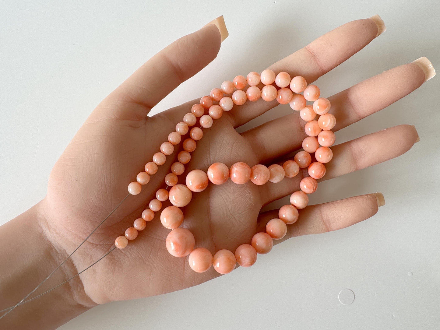 Natural Deep Sea Coral 5-11.7mm Round Beads Strand, Genuine Natural Pink / Orange Color, 42cm, 16.5in, For Jewelry Making