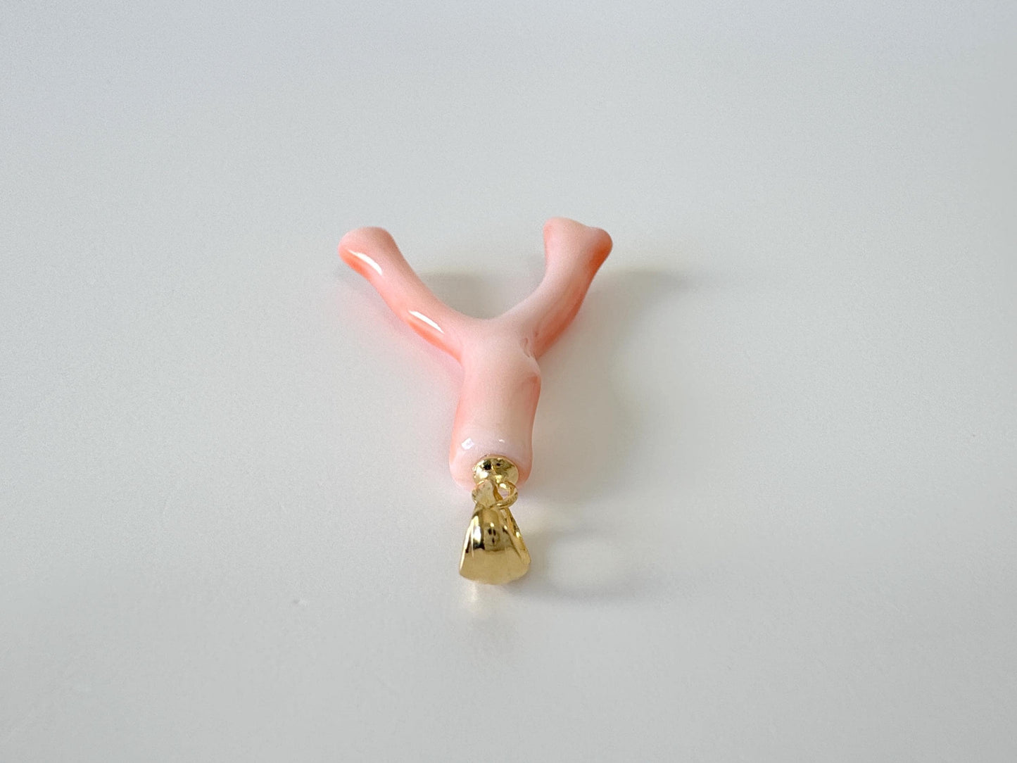 Natural Deep Sea Coral Branch Pendant, 30mm, Natural Pink/Orange color coral branch pendant, Silver (Gold-Plated) bail