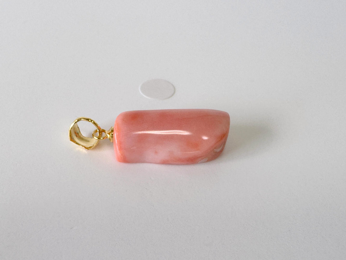Natural Deep Sea Coral Unique Shaped Pendant, 21.8x10.5mm, Natural Pink/Orange color coral, Silver (Gold-Plated) bail