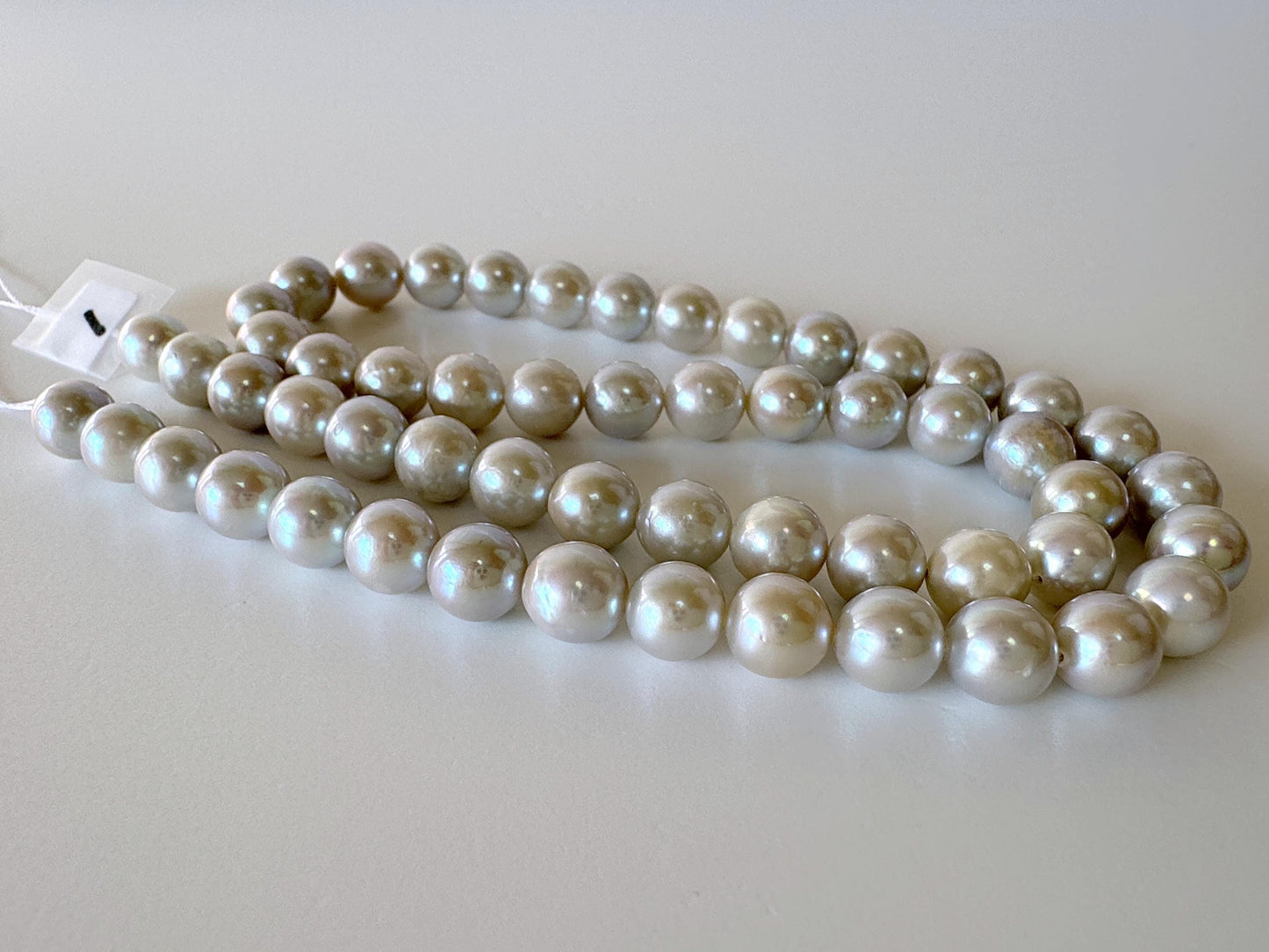 7-7.5mm Japanese Akoya Pearl Beads, Blue/Silver color pearl (Cobalt treated), Genuine Salt water Akoya Pearl, Full Strand, 40cm , 15.7"