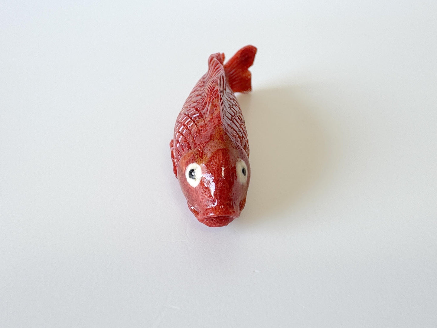 52mm Natural Sponge Coral Carp Carving Loose, Apple Coral Fish Carving, For Display, For Decoration, For Accessory Making