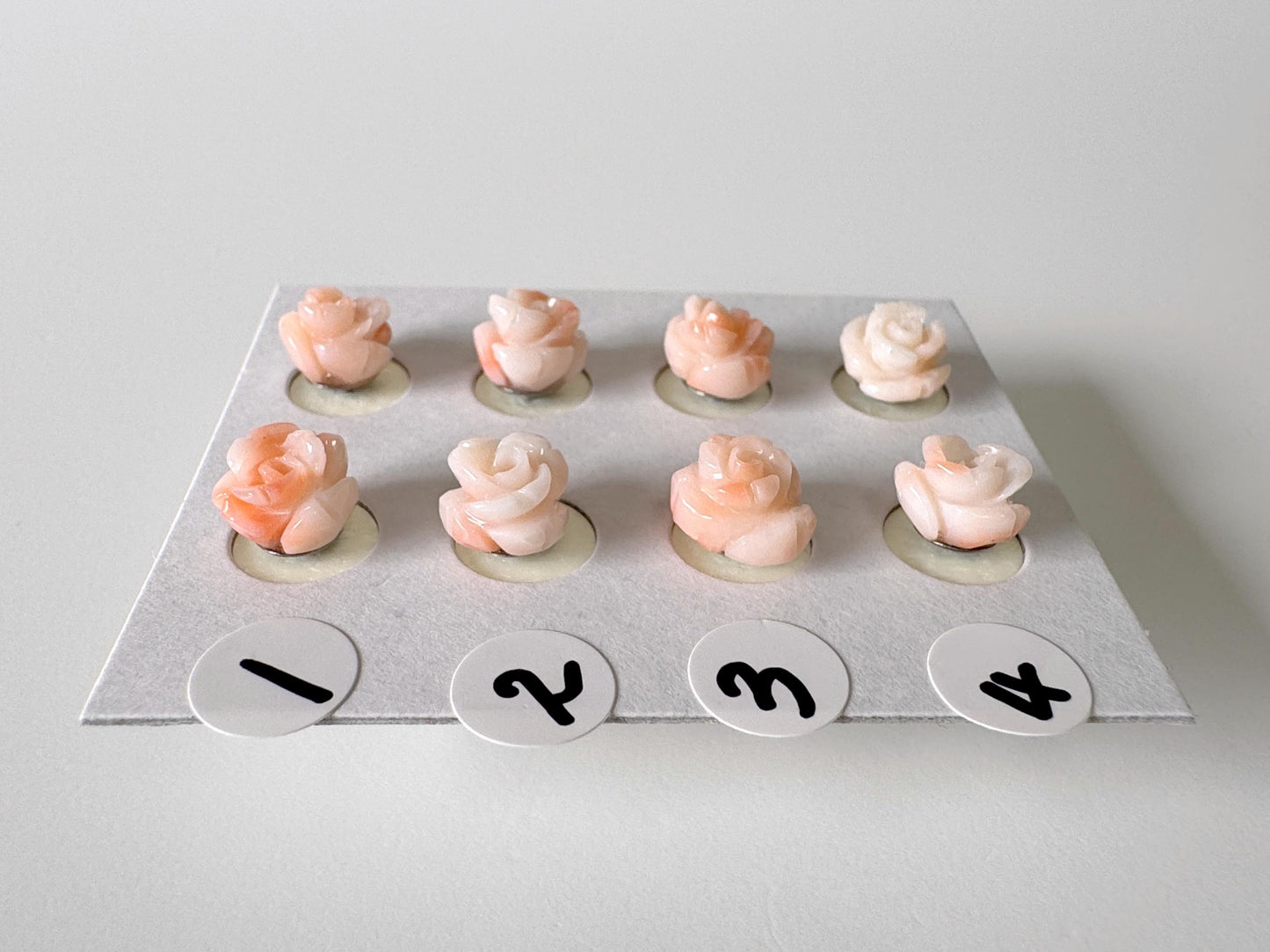 Natural Coral Rose Stud Earrings, Coral studs, Genuine Pink/White Color Coral, Titanium, Hand-Carved, Coral Accessory
