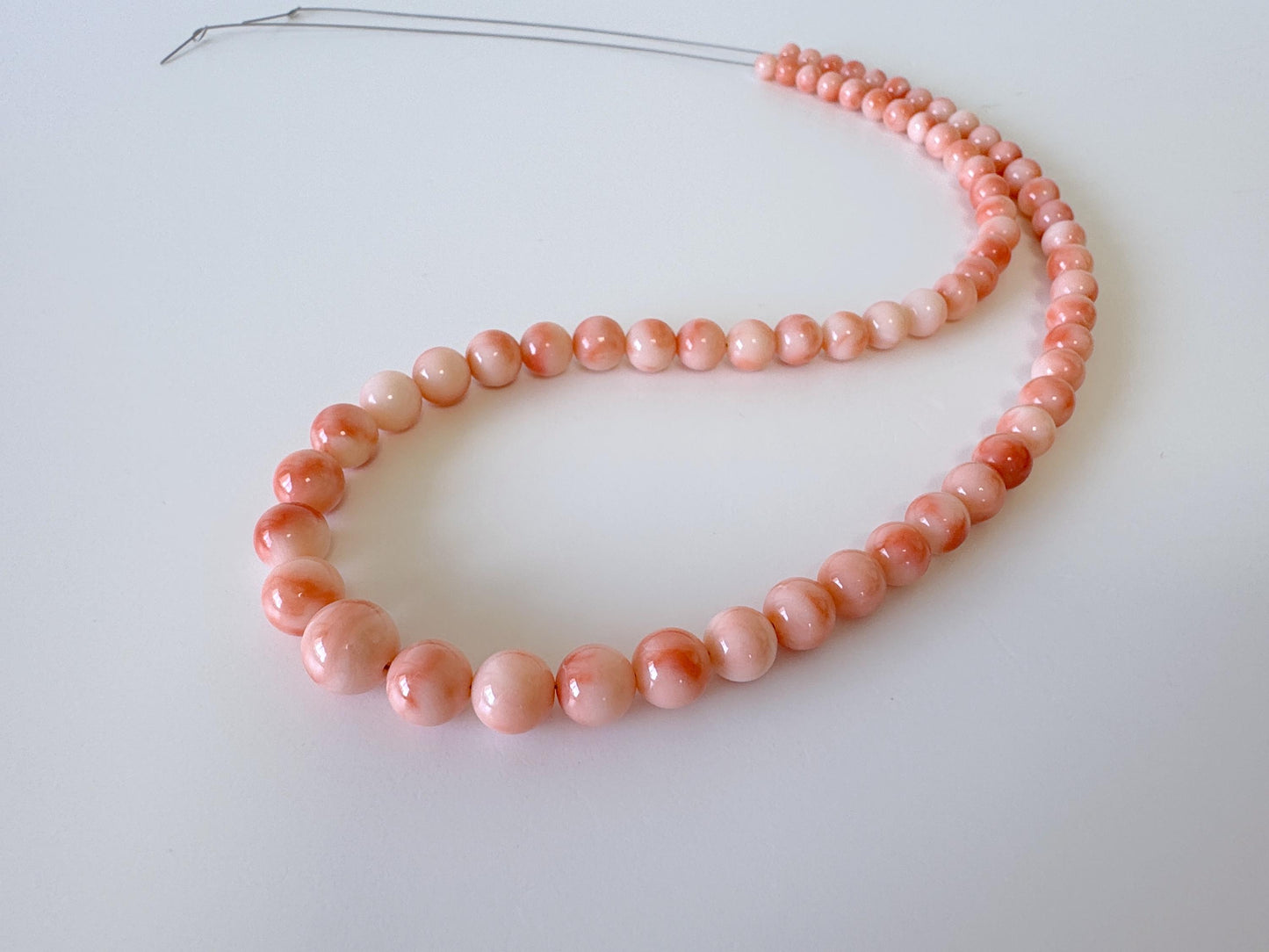 Natural Deep Sea Coral 4.5-9.3mm Round Beads Strand, Genuine Natural Pink / Orange Color, 41cm, 16in, For Jewelry Making