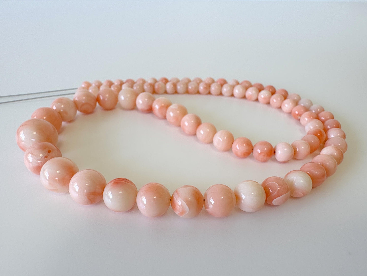 Natural Deep Sea Coral 4-10mm Round Beads Strand, Genuine Natural Pink / Orange Color, 41cm, 16in, For Jewelry Making