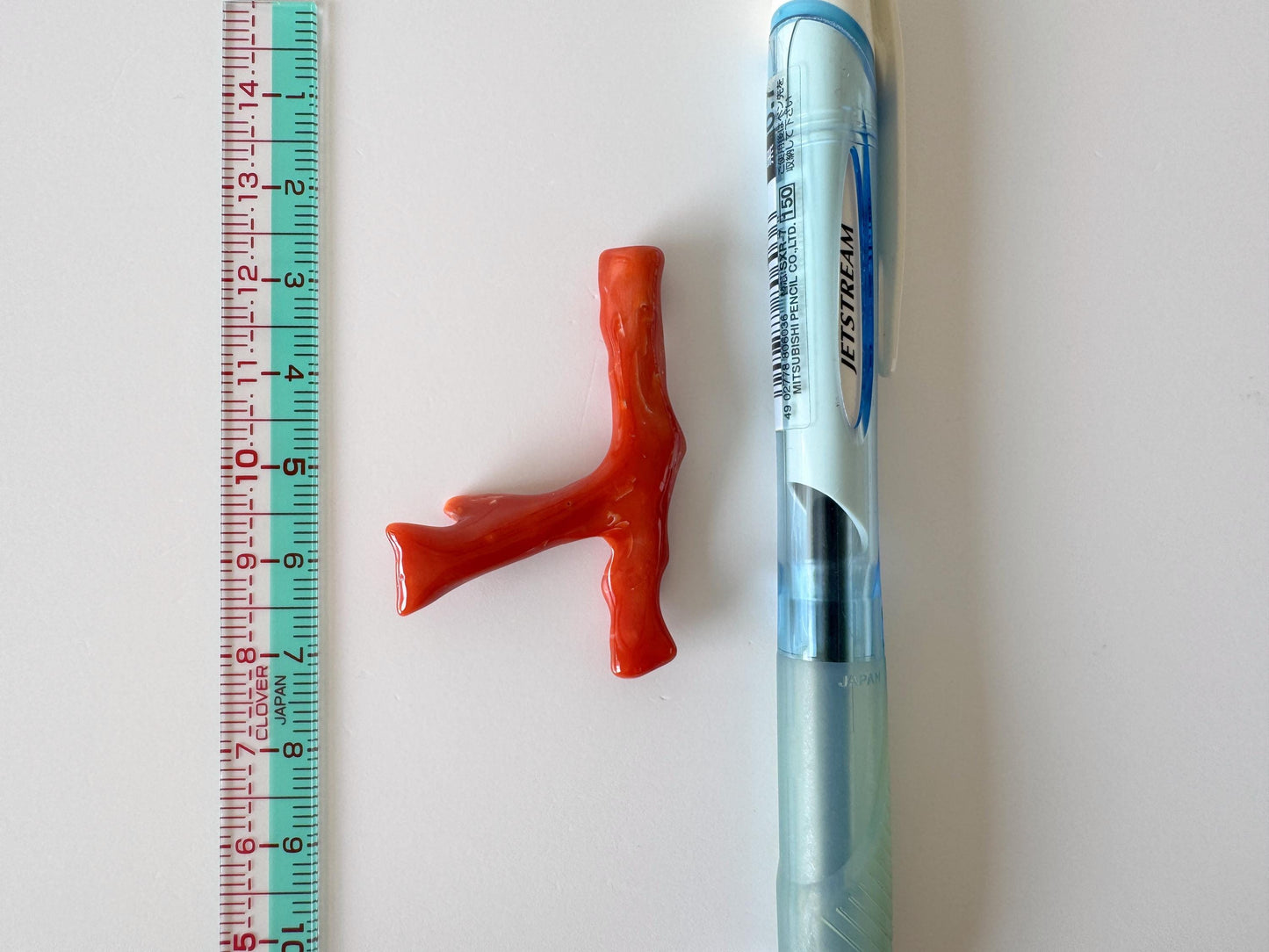 Japanese red(Aka) coral branch, 45mm, Hole on top, Natural red color coral for jewelry making