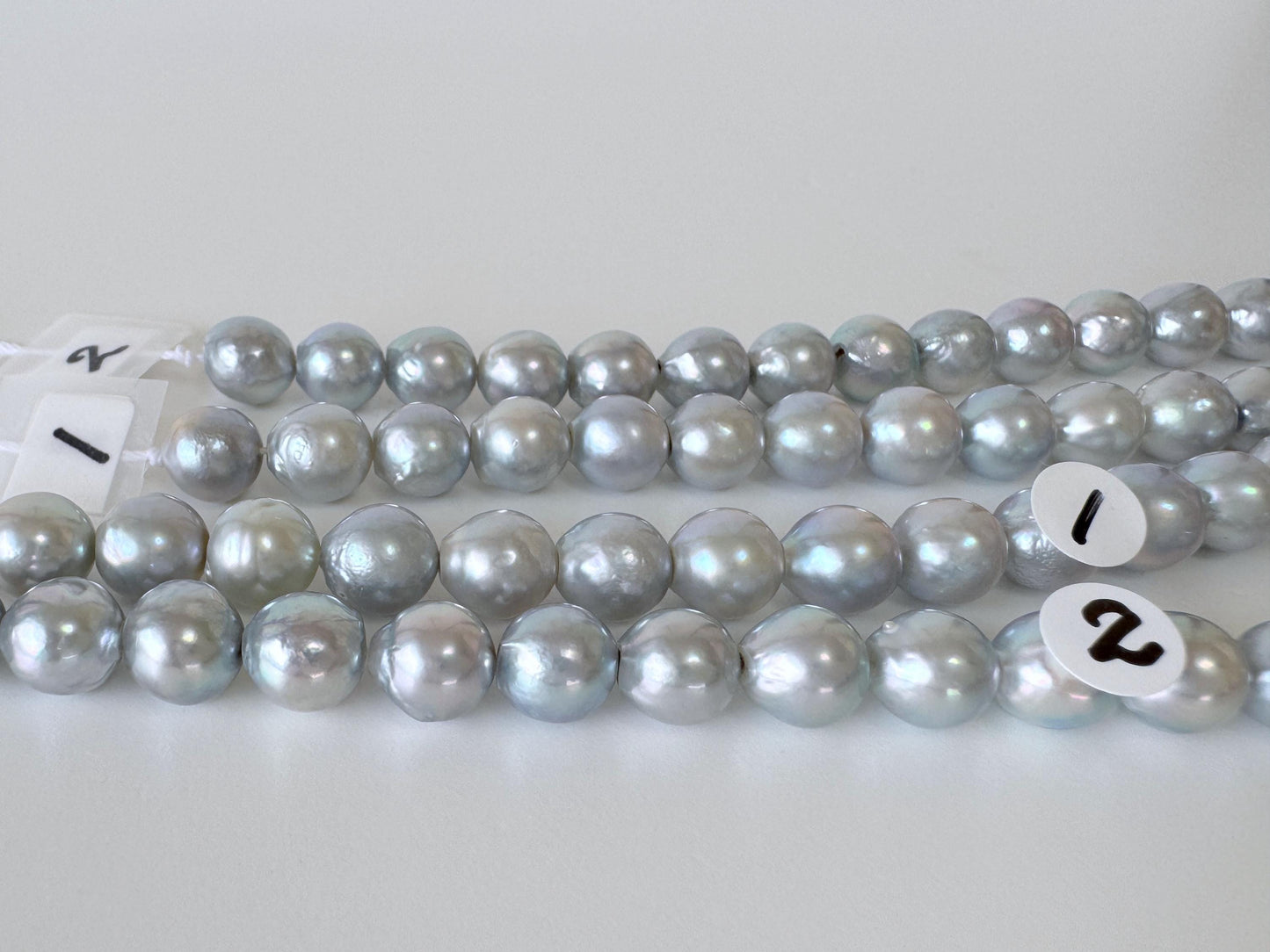 7.5-8mm Japanese Akoya Pearl Beads, Natural Blue/Silver color pearl, Genuine Akoya Pearl, Full Strand 40cm , 15.7", Salt water pearl