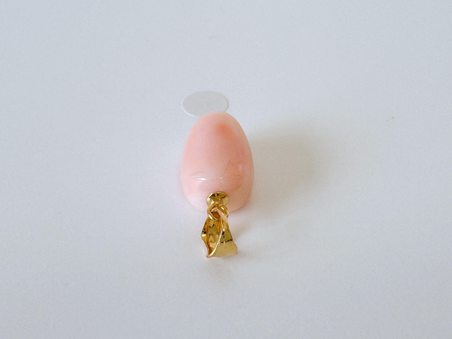 Natural Deep Sea Coral Oval Cabochon Pendant, 16x10.5mm, Natural Pink/Orange color coral, Silver (Gold-Plated) bail
