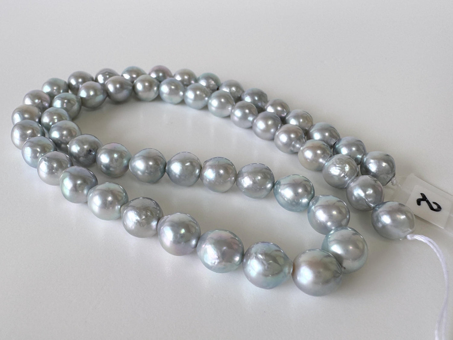 7.5-8mm Japanese Akoya Pearl Beads, Natural Blue/Silver color pearl, Genuine Akoya Pearl, Full Strand 40cm , 15.7", Salt water pearl