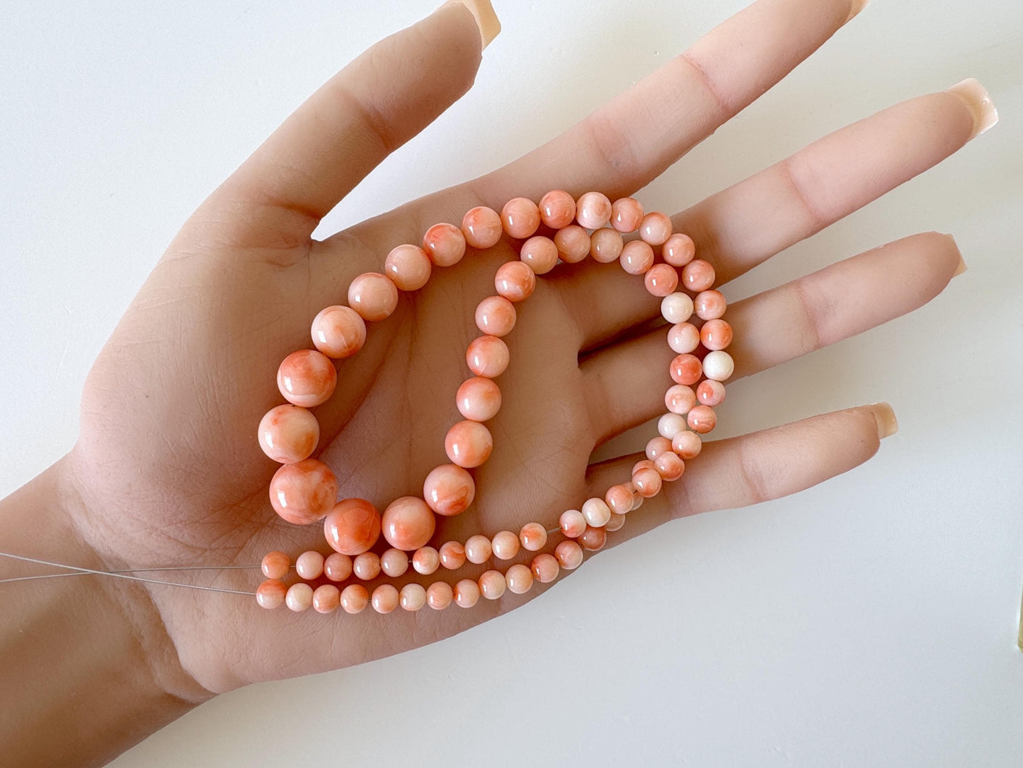 Natural Deep Sea Coral 4.5-11mm Round Beads Strand, Genuine Natural Pink / Orange Color, 41cm, 16in, For Jewelry Making