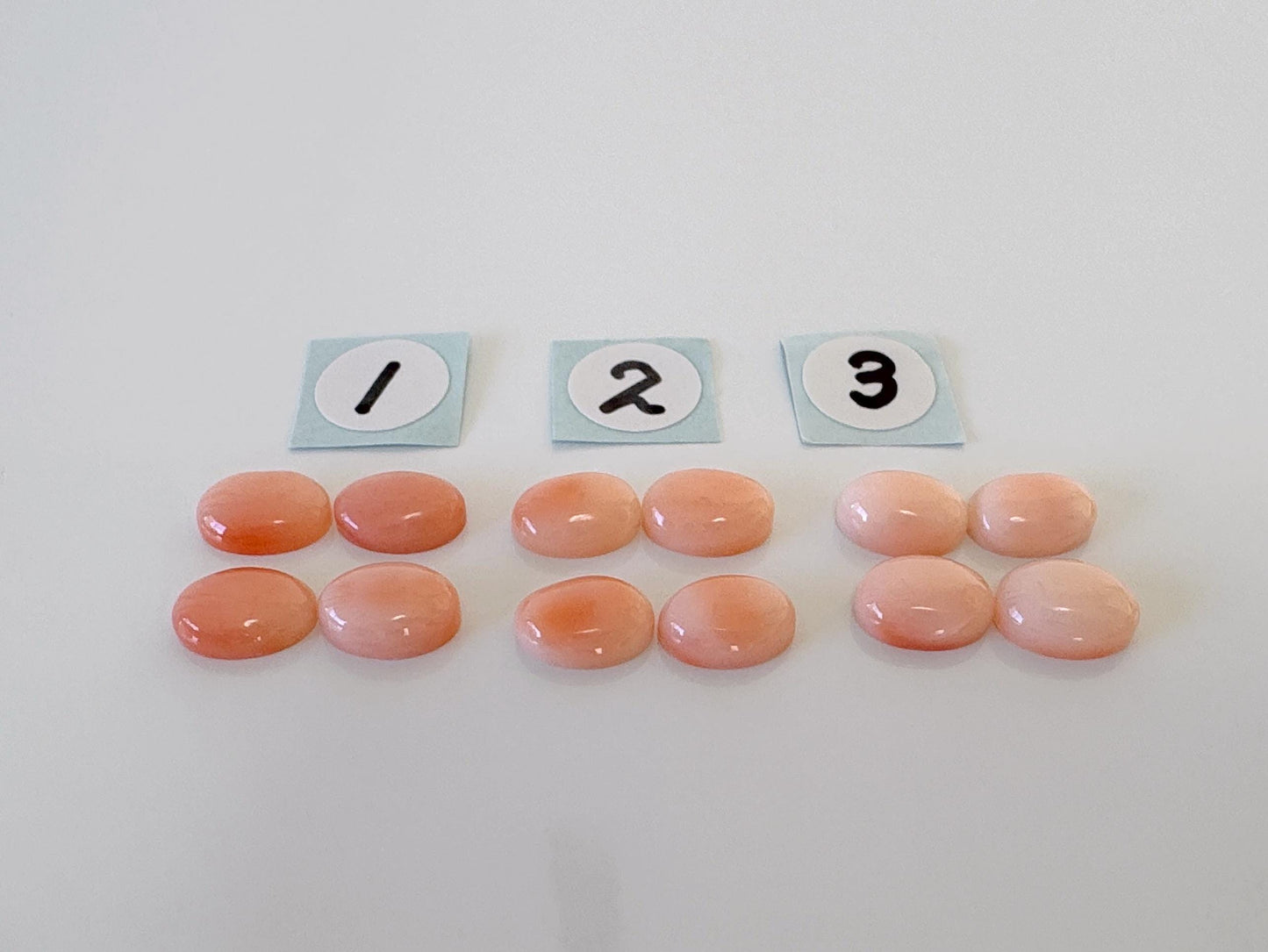 7x5mm Natural deep sea coral oval cabochon, natural pink/orange coral, price for a set of 4 pieces, for jewelry making, natural color