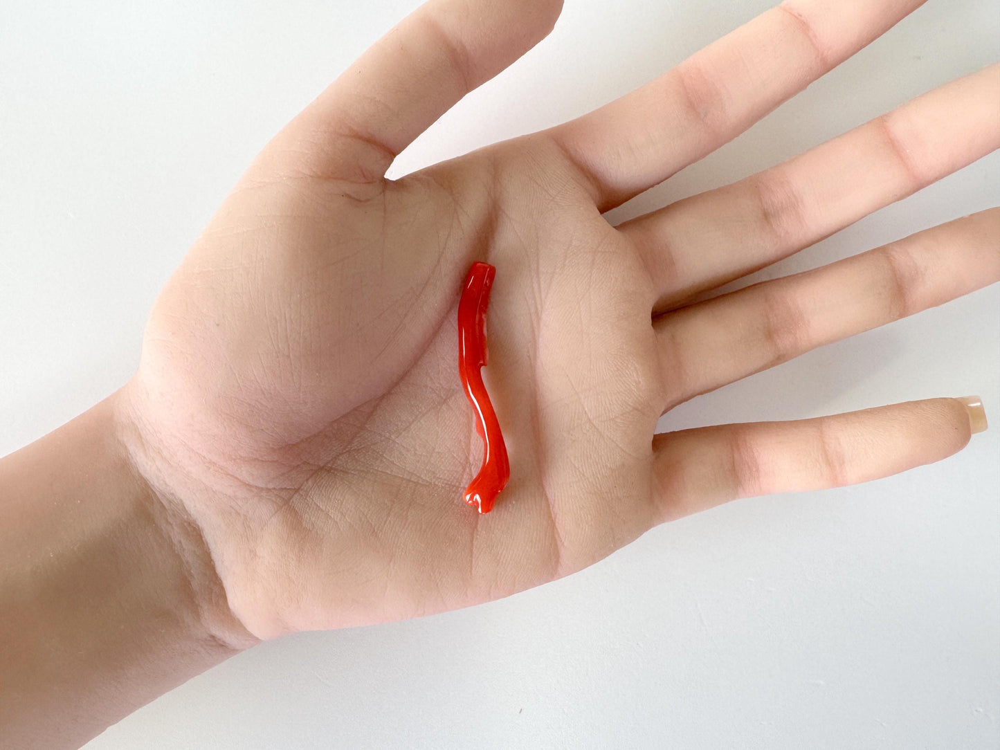 Japanese red(Aka) coral branch, 43mm, side full hole, natural red color coral for jewelry making