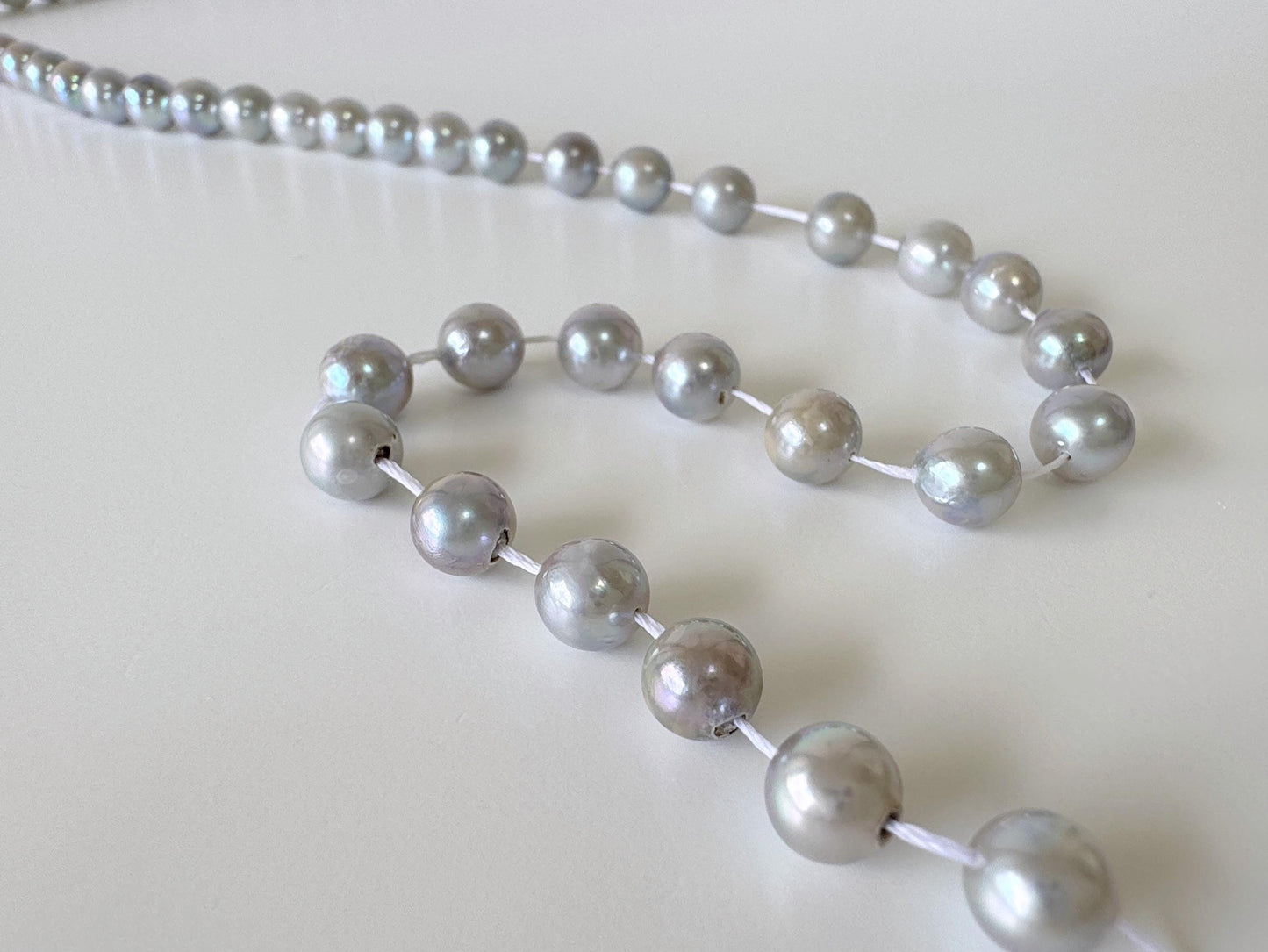 6.5-7mm Cobalt Treated Akoya Pearl Strand: Blue Silver Japanese Saltwater Beads