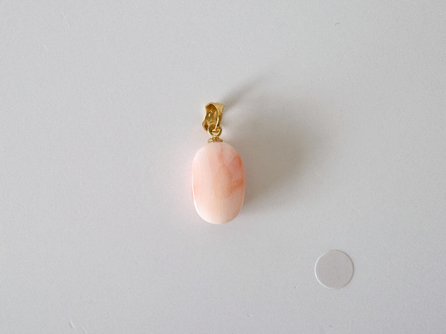 Natural Deep Sea Coral Oval Cabochon Pendant, 16x10.5mm, Natural Pink/Orange color coral, Silver (Gold-Plated) bail