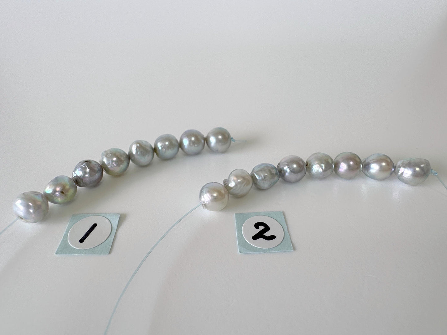 Japanese Blue/Silver color (cobalt treated) Akoya Pearl Beads, 6-6.5mm, Mini Strand, Short Strand of 8 Pieces, Cultured in Sea Water