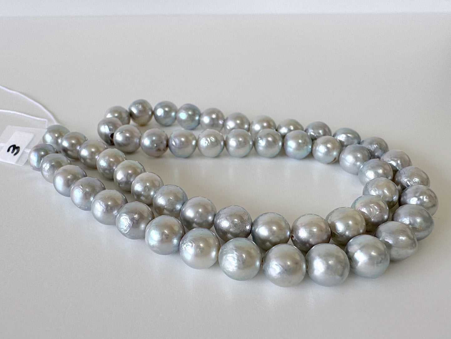 7.5-8mm Japanese Akoya Pearl Beads, Natural Blue/Silver color pearl, Genuine Akoya Pearl, Full Strand 40cm , 15.7", Salt water pearl