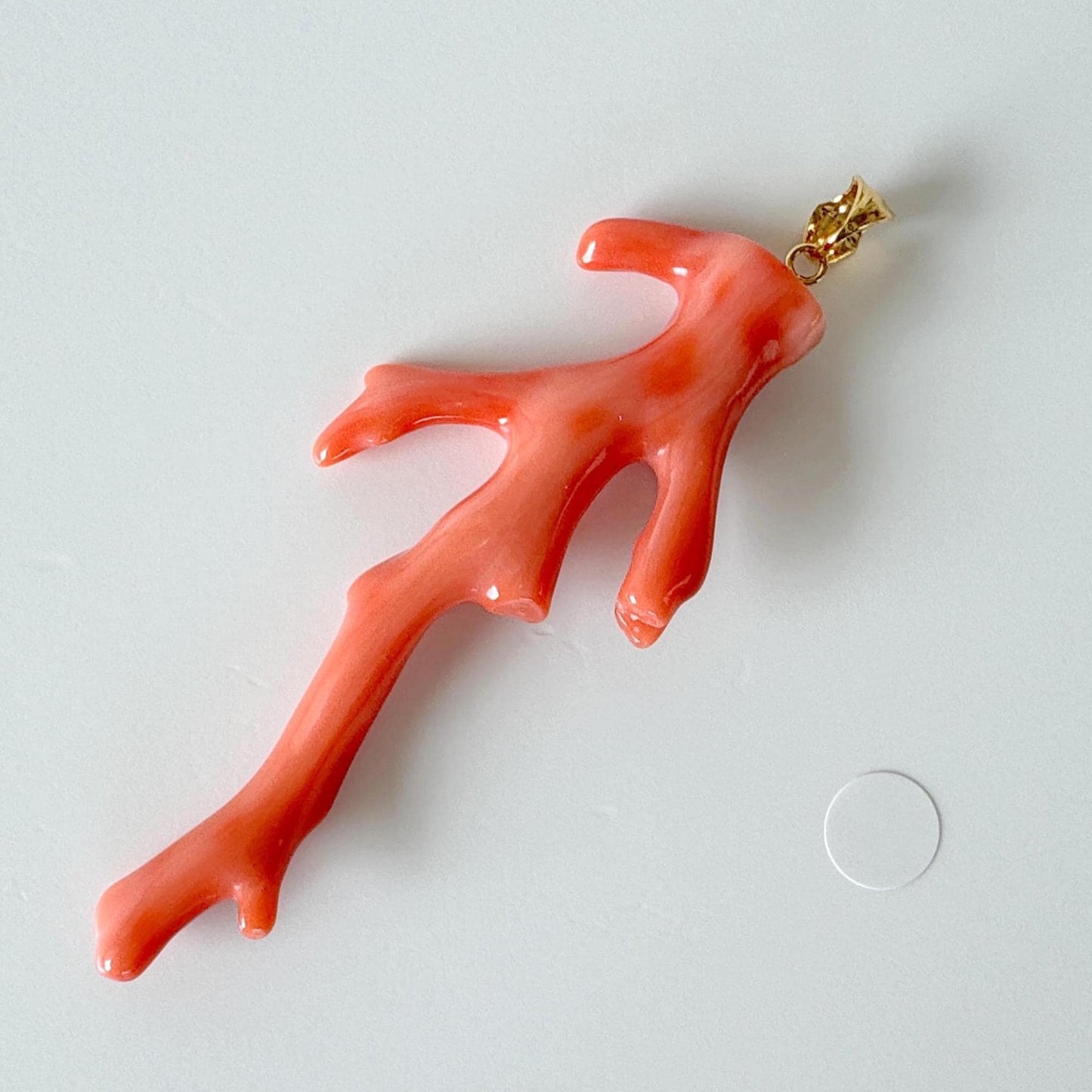 Natural Deep Sea Coral Branch Pendant, 62mm, Natural Orange/Pink color coral branch pendant, Silver (Gold-Plated) bail