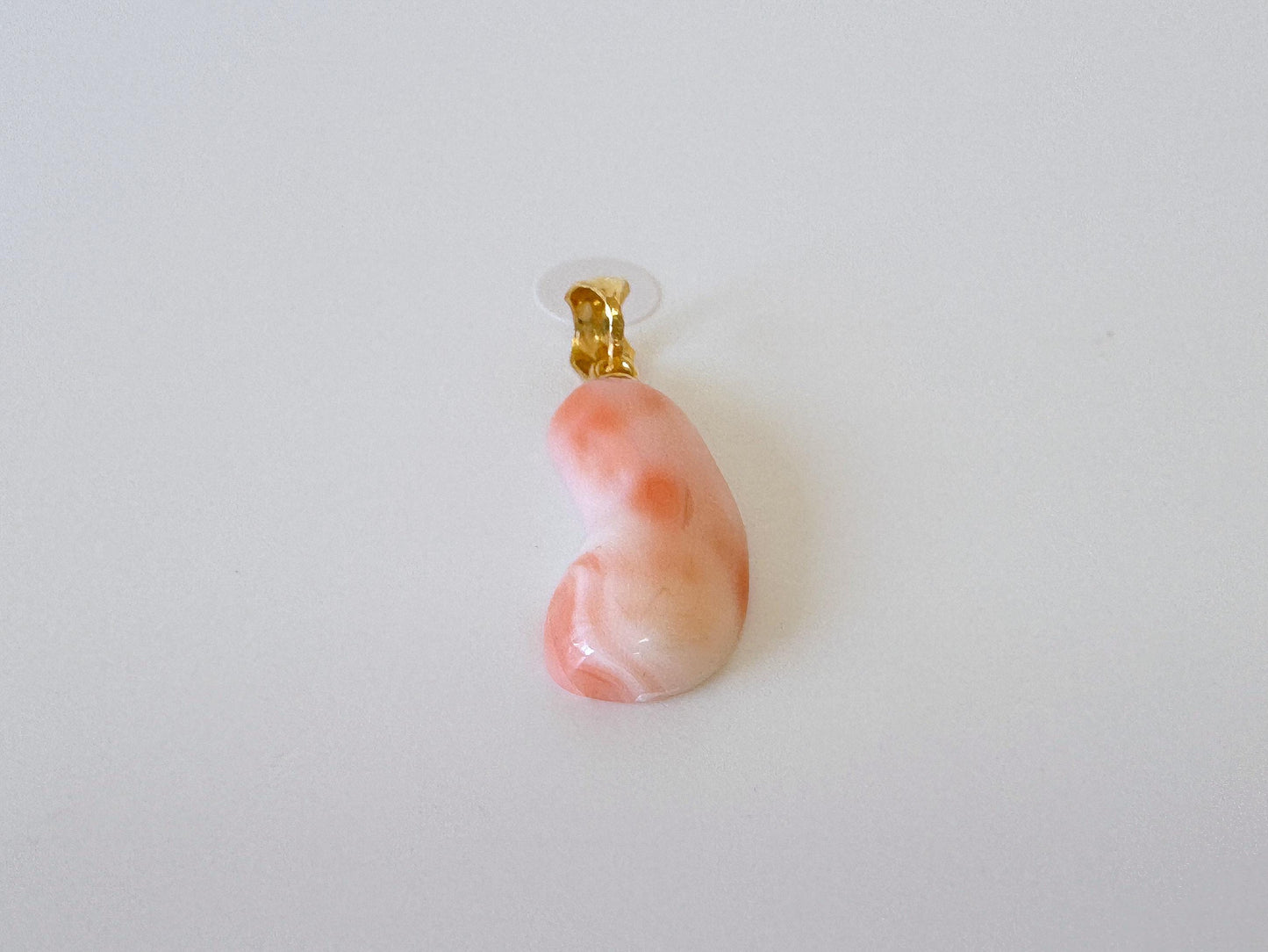 Natural Deep Sea Coral Unique Shaped Pendant, 21.3x9.6mm, Natural Pink/Orange color coral, Silver (Gold-Plated) bail