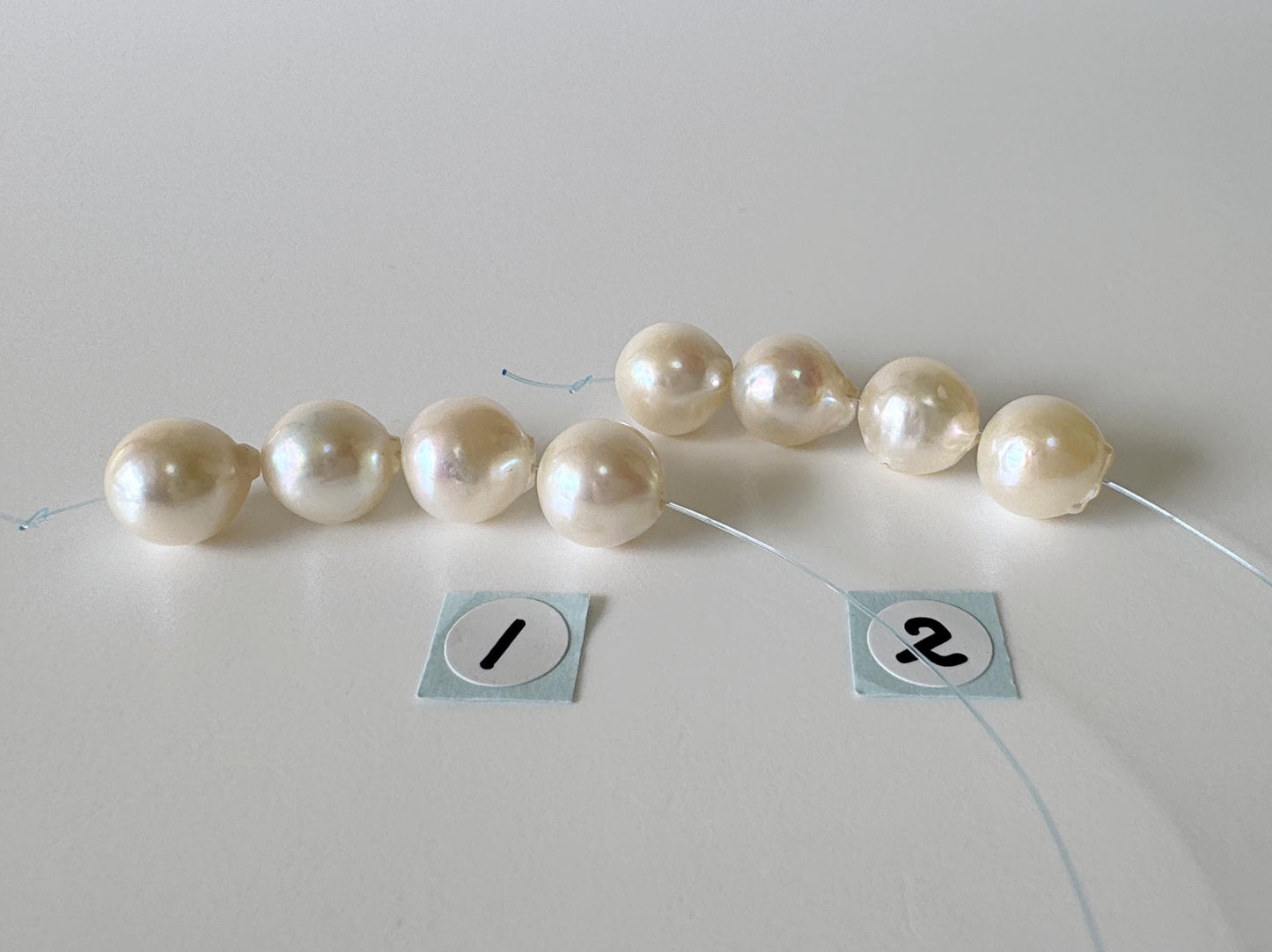 Japanese Cream White Akoya Pearl Beads, 9-9.5mm, Mini Strand, Short Strand, 4 Pieces, Genuine Akoya Pearl, Cultured in Sea Water