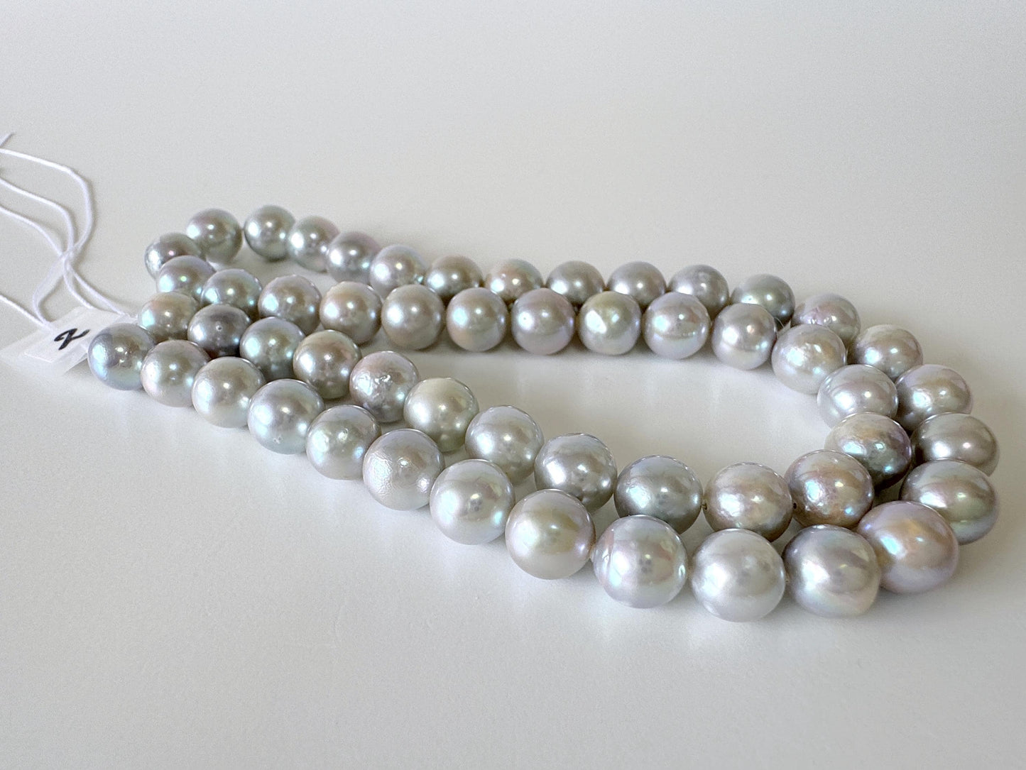 7.5-8mm Japanese Akoya Pearl Beads, Blue/Silver color pearl (Cobalt treated), Genuine Salt water Akoya Pearl, Full Strand, 40cm , 15.7"