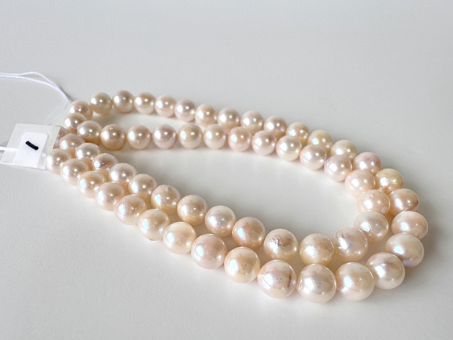 6.5-7mm Japanese White/Pink Akoya Pearl Beads, Genuine Akoya Pearl, Full Strand, 40cm , 15.7", Cultured Salt water pearl