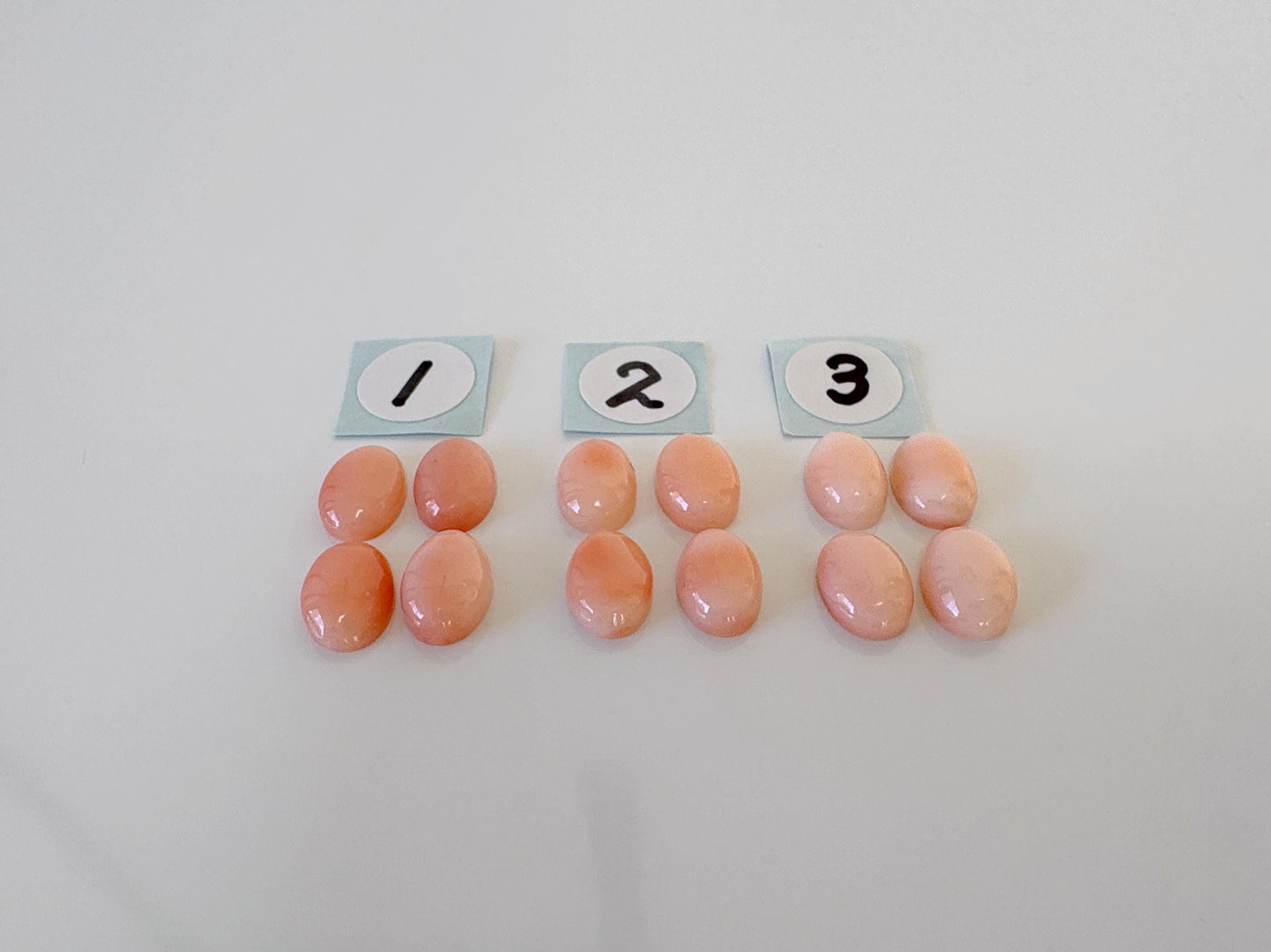 7x5mm Natural deep sea coral oval cabochon, natural pink/orange coral, price for a set of 4 pieces, for jewelry making, natural color