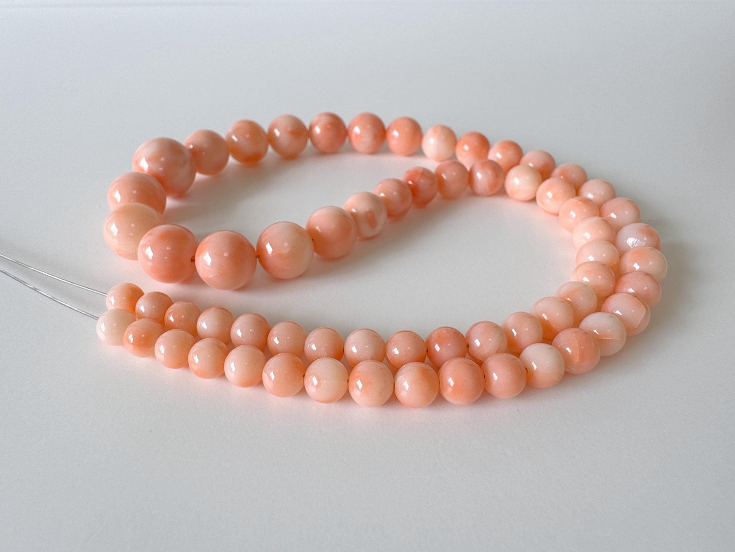 Natural Deep Sea Coral 5-11.7mm Round Beads Strand, Genuine Natural Pink / Orange Color, 42cm, 16.5in, For Jewelry Making
