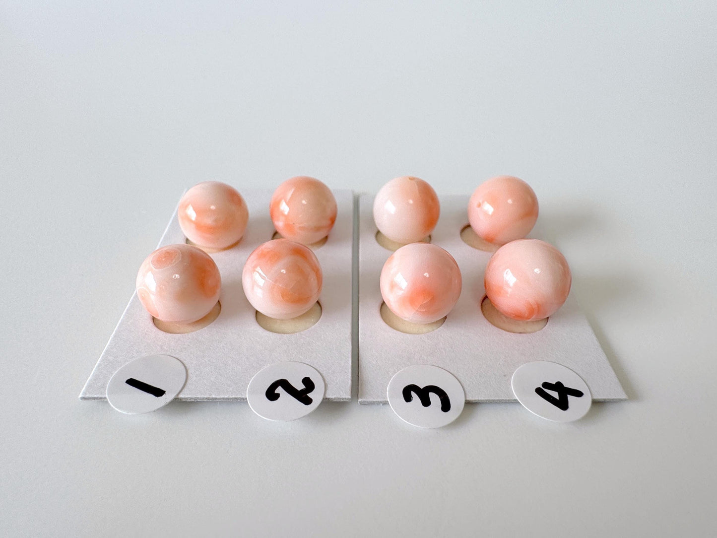 9.5-9.8mm Full Hole Natural deep sea coral round loose, Pink/Orange/White Coral, For earring sets or pendant, price per pair, Natural Color