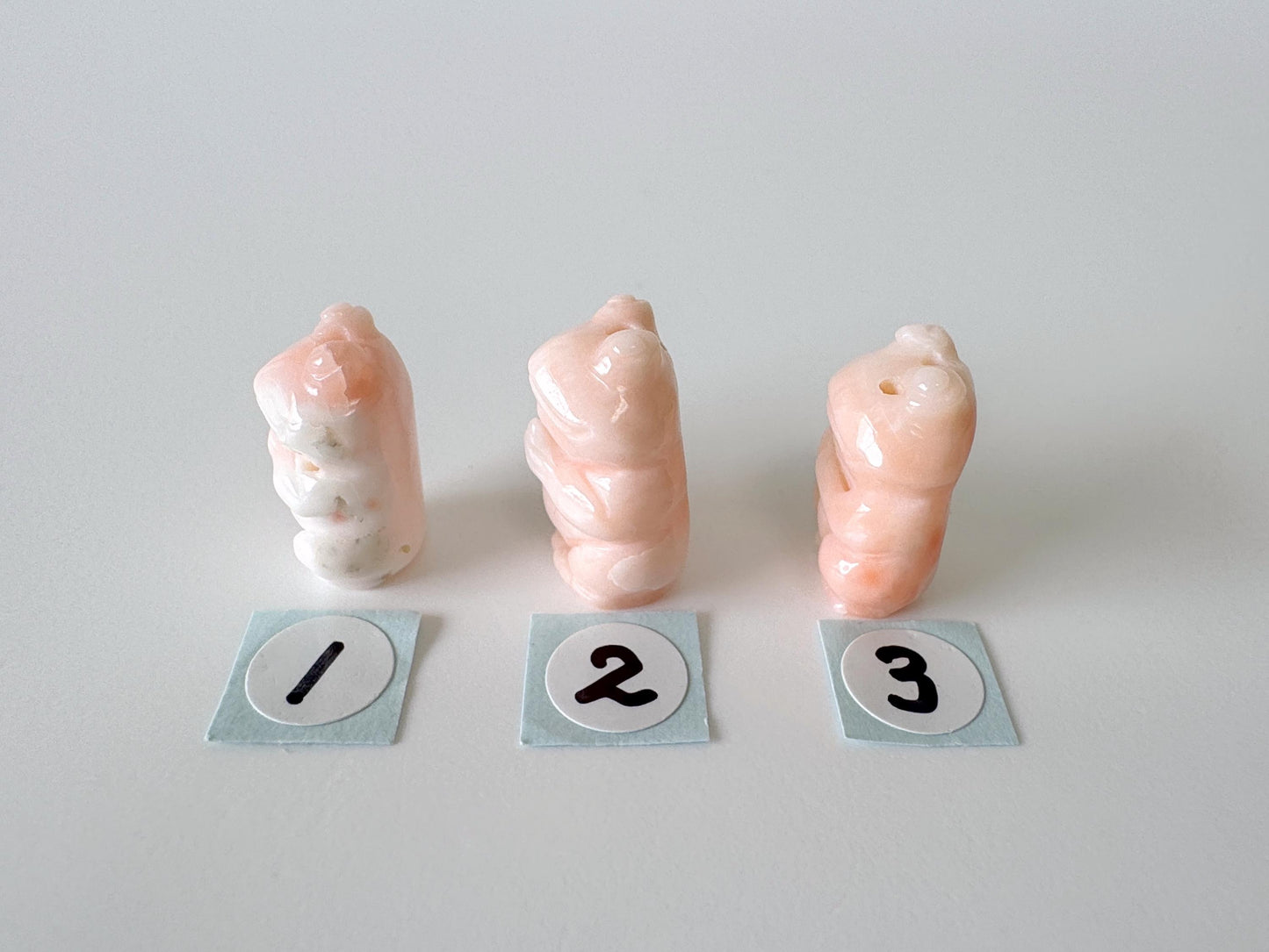 Natural Deep Sea Coral, Angel Skin Color Pink Coral, Praying Frog Carvings, Price per piece, For Jewelry Making, Natural Color