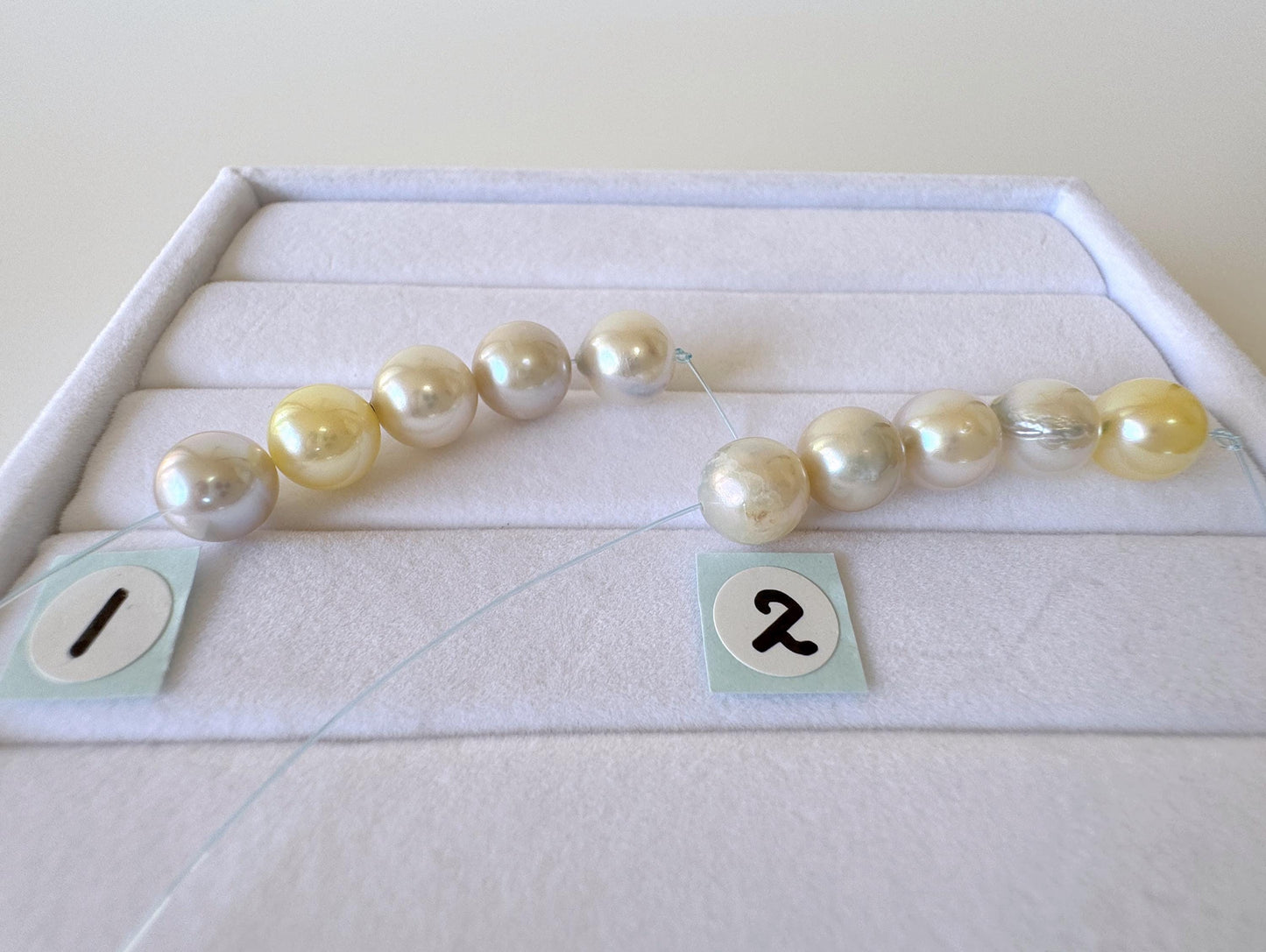 Natural Akoya Pearl Beads: Blue Silver Yellow White, 7.5-8mm, 5-Piece Strand