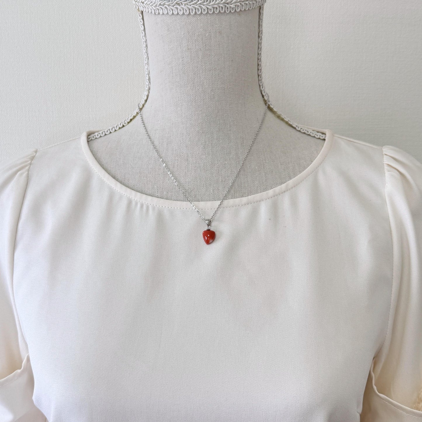 Orange Momo Coral Pendant - Natural Unique Shape Coral Jewelry - Silver Bail (Rhodium-Plated), Genuine Material, 11x9.7mm