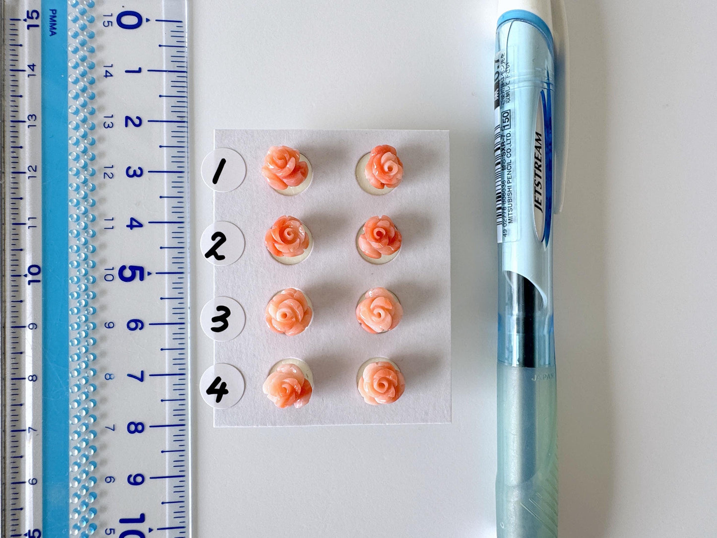 Natural Coral Rose Stud Earrings, Coral studs, Genuine Pink/Orange Color Coral, Titanium, Hand-Carved, Coral Accessory
