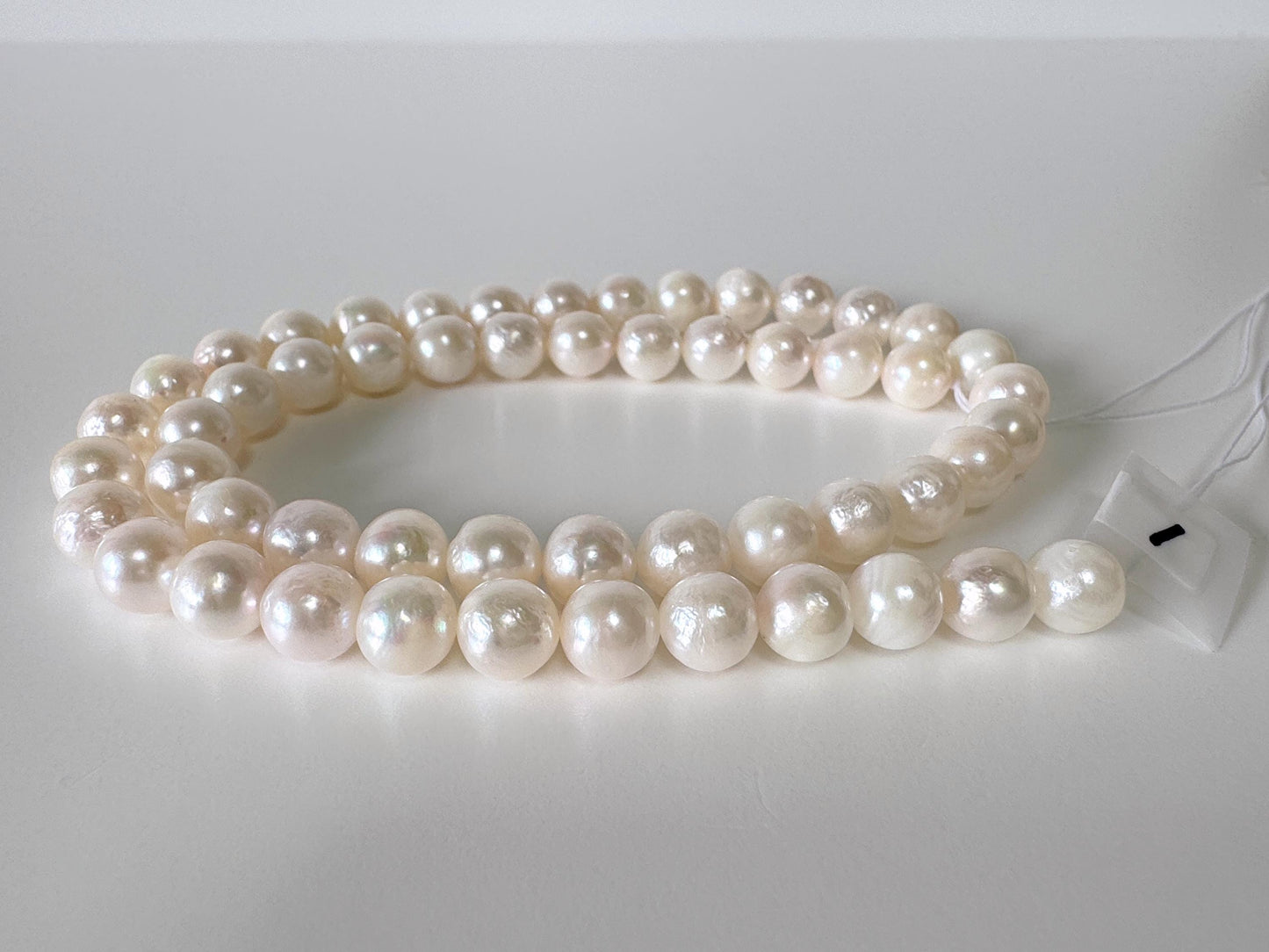 7.5-8mm Japanese White/Pink Akoya Pearl Beads, Genuine Akoya Pearl, Full Strand, 40cm , 15.7", Cultured Salt water pearl