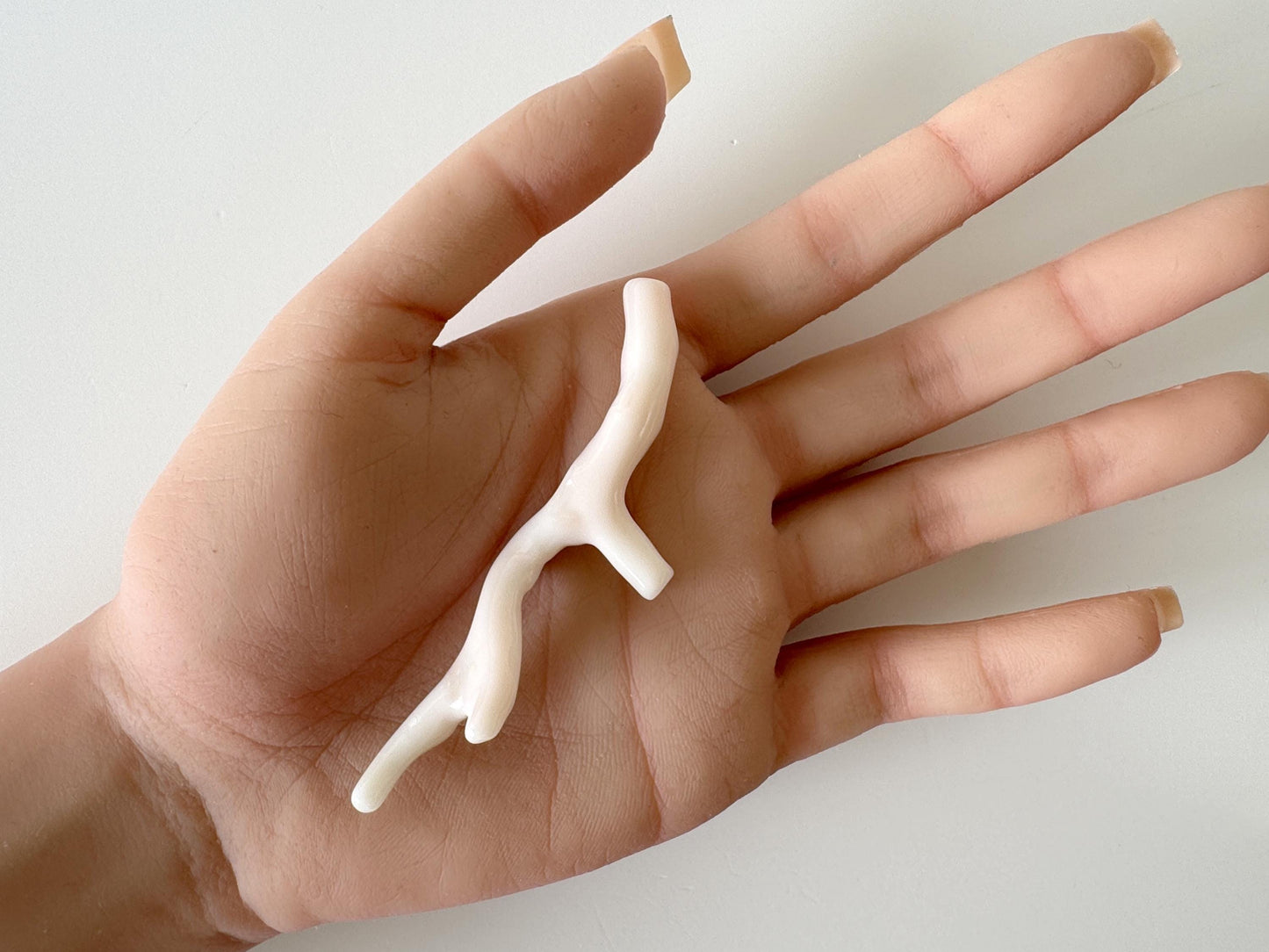 Natural White Coral branch loose, 77mm, Precious White Color Coral Branch, Hole on top, Genuine Coral for jewelry making