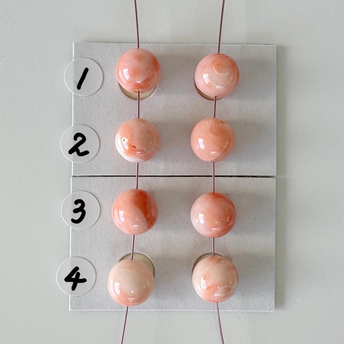 9-9.3mm Full Hole Natural deep sea coral round loose, Pink/Orange/White Coral, For earring sets or pendant, price per pair, Natural Color