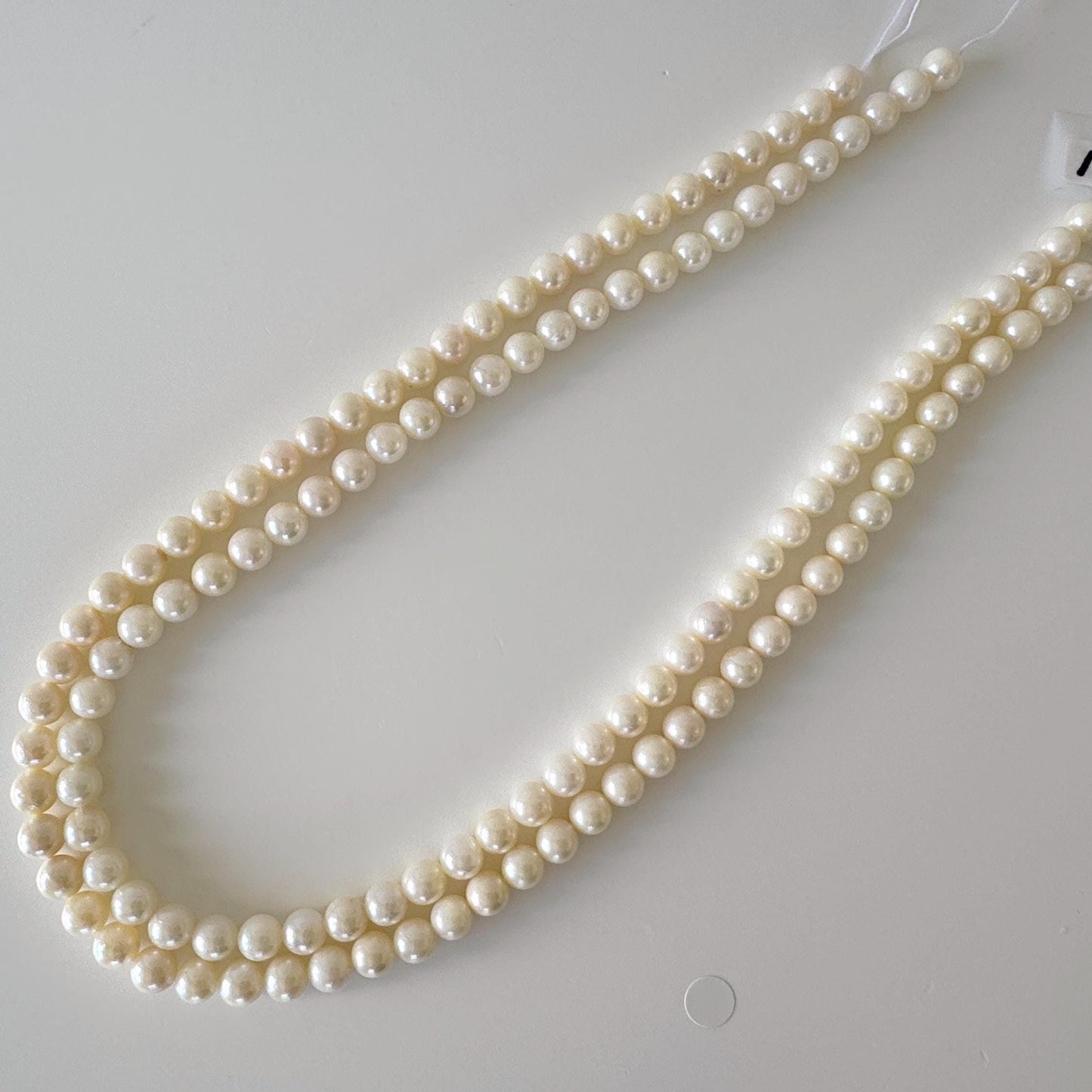 6.5-7mm Japanese White/Off-white Akoya Pearl Beads, Genuine Akoya Pearl, Full Strand, 40cm , 15.7", Cultured Salt water pearl