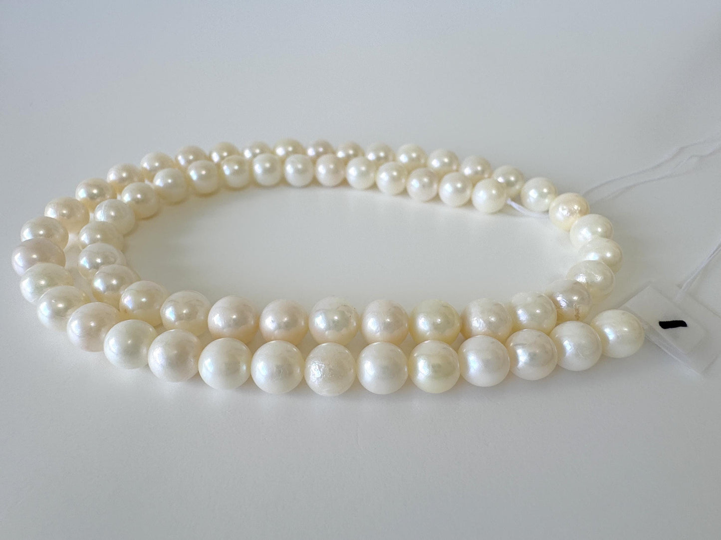 6.5-7mm Japanese White/Off-white Akoya Pearl Beads, Genuine Akoya Pearl, Full Strand, 40cm , 15.7", Cultured Salt water pearl