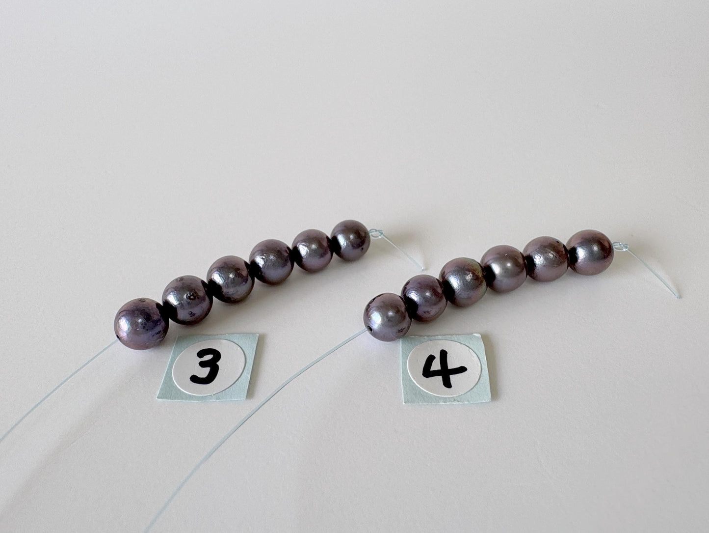6 Pieces Short Strand of Japanese Peacock Black Akoya Pearl Beads, 5.7-5.9mm, Genuine Akoya Pearl, Cultured in Sea Water