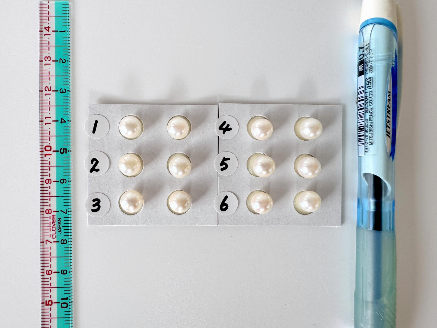 Japanese Akoya Cultured Pearl 7-7.5mm, Natural White Color, Half-Drilled Round loose, Price per Pair, Salt water pearl