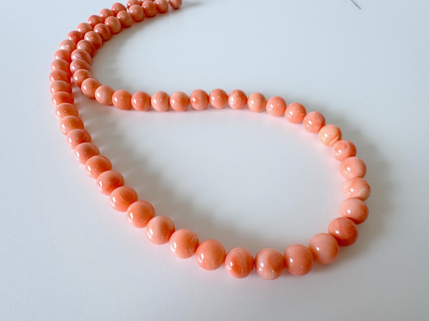 Natural Deep Sea Coral 7.5-7.8mm Round Beads Strand, Genuine Natural Pink / Orange Color, 44cm, 17.3in, For Jewelry Making