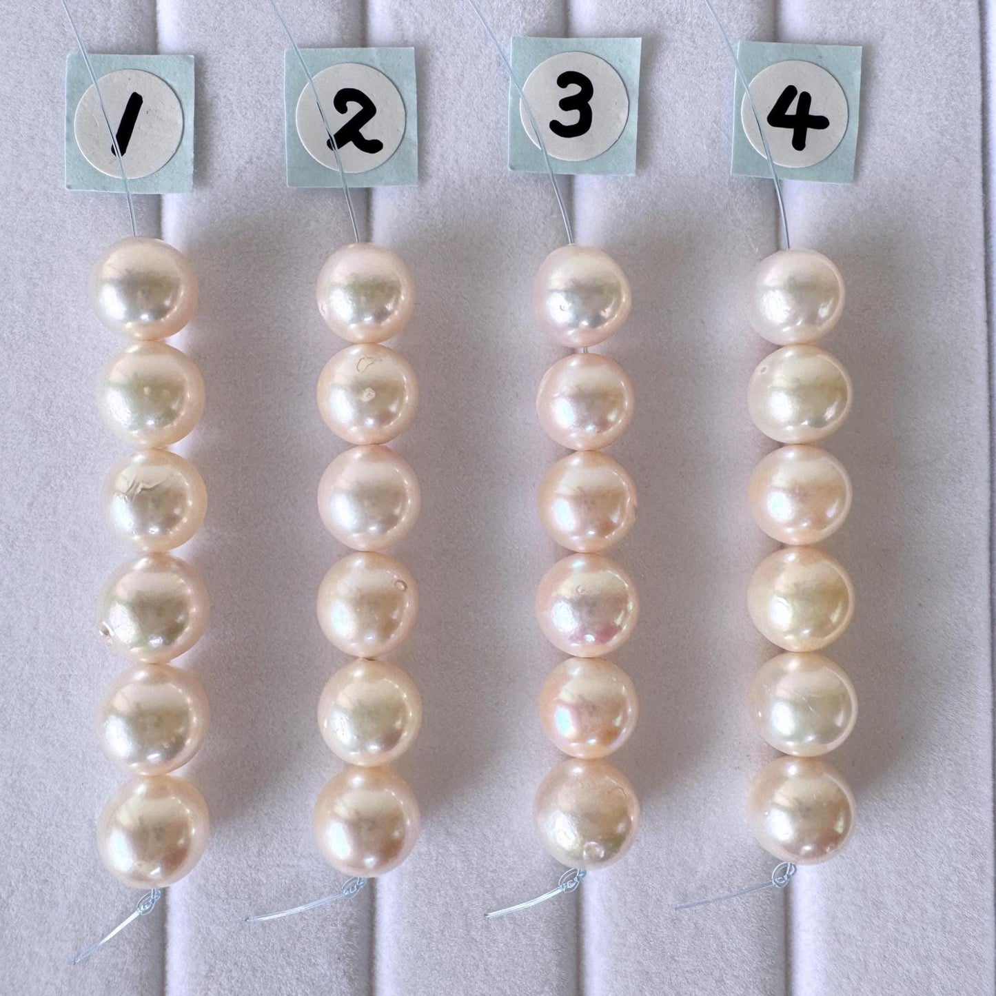 Japanese White/Pink Akoya Pearl Beads, 7-7.5mm, Mini Strand, Short Strand, 6 Pieces, Genuine Akoya Pearl, Cultured in Sea Water