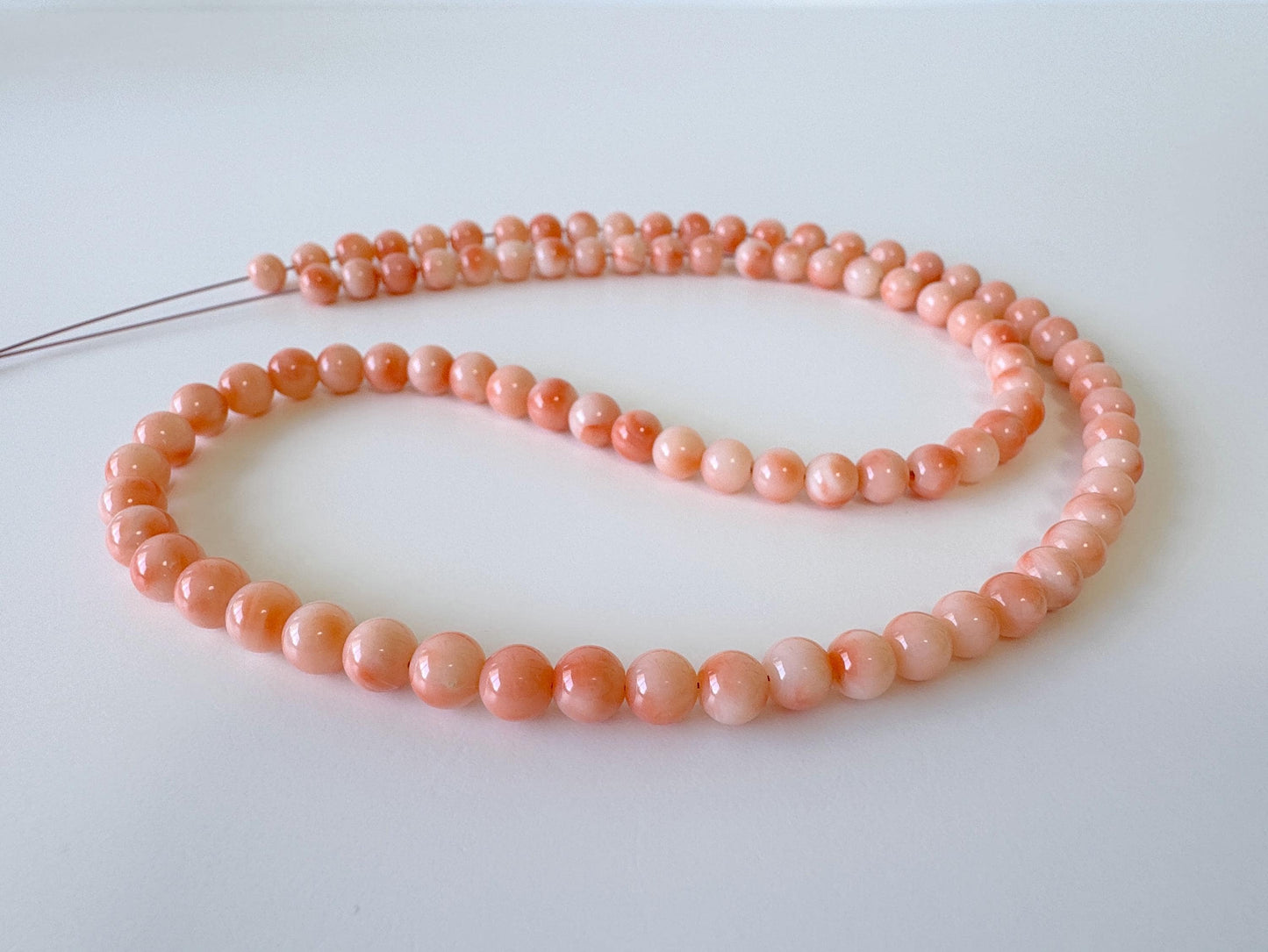 Natural Deep Sea Coral 4.8-5.5mm Round Beads Strand, Genuine Natural Pink / Orange Color, 43.5cm, 17in, For Jewelry Making
