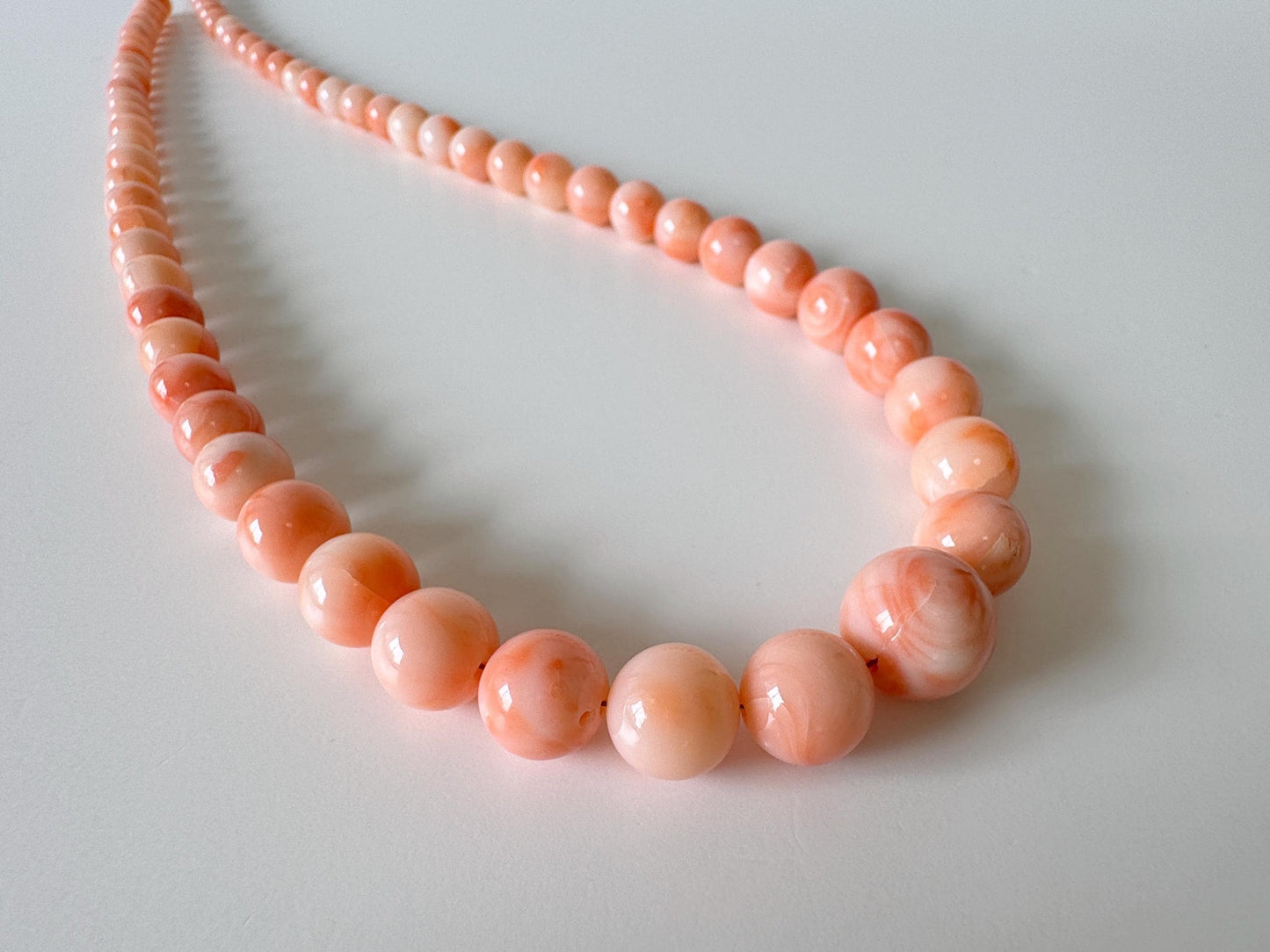 Natural Deep Sea Coral 5-11.7mm Round Beads Strand, Genuine Natural Pink / Orange Color, 42cm, 16.5in, For Jewelry Making