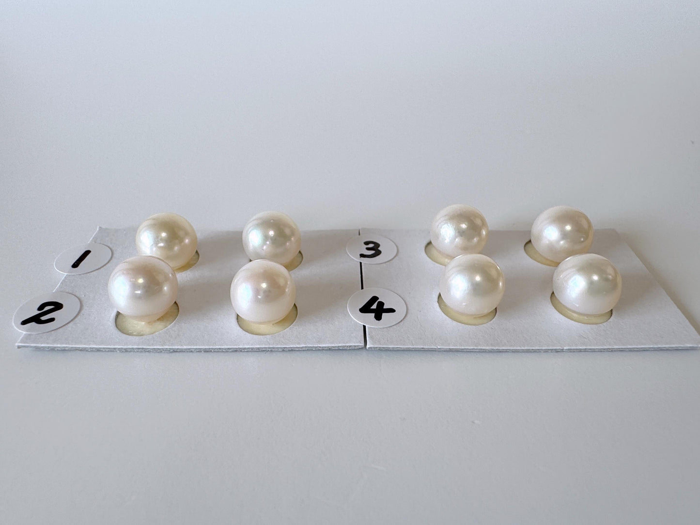 Japanese White Akoya Cultured Pearl 8.4-9mm, Genuine Akoya Pearl, Half-Drilled Round loose, Price per Pair, Salt water pearl