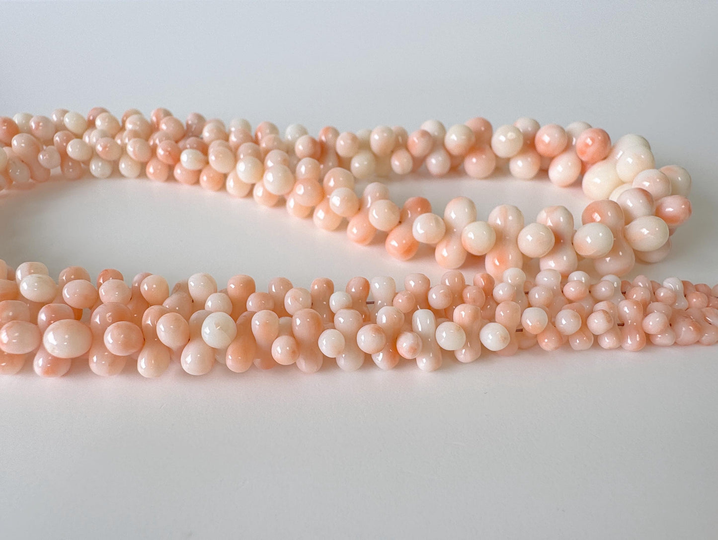 Natural deep sea coral peanut shape strand, 62.5cm, 24.5in, Natural color Pink/Orange/White coral peanut shape strand, For jewelry making