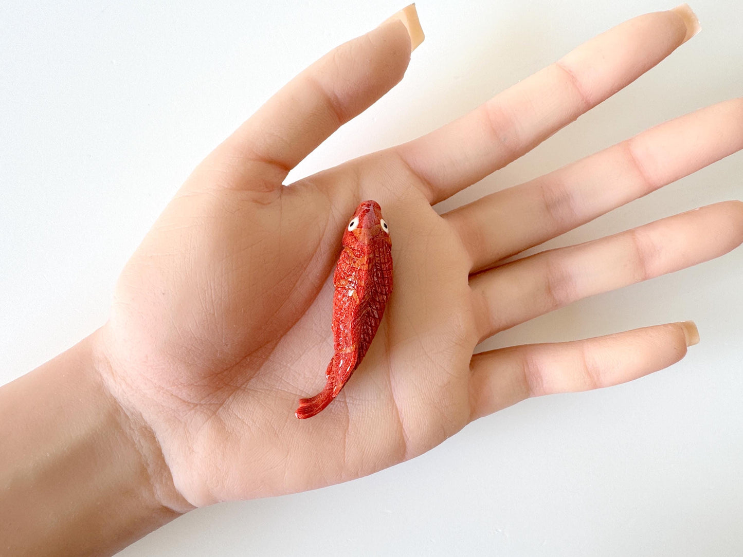 52mm Natural Sponge Coral Carp Carving Loose, Apple Coral Fish Carving, For Display, For Decoration, For Accessory Making