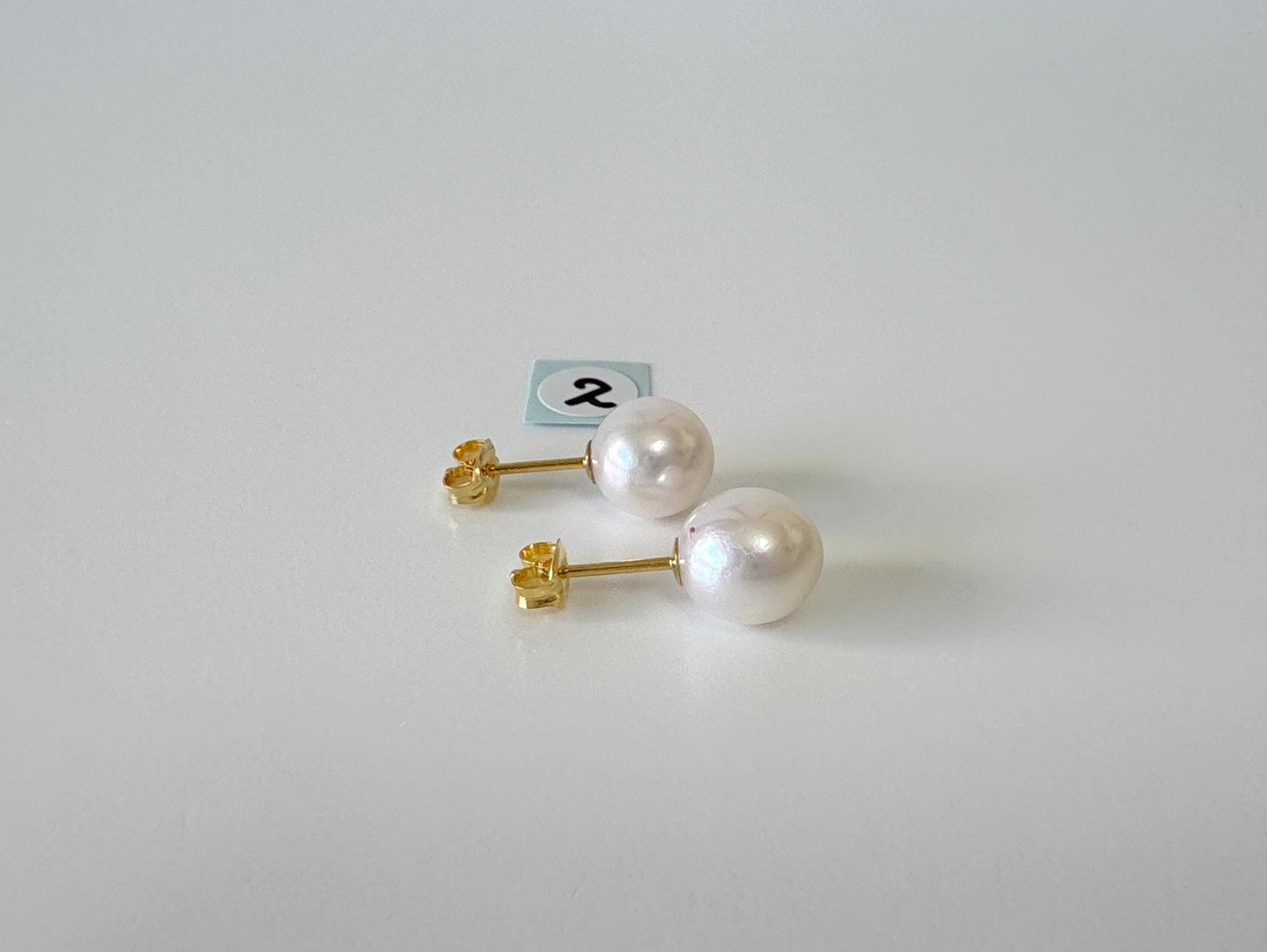 Japanese White Akoya Pearl Stud Earrings, 8mm, Silver 925 Post/Ear Nuts, Genuine Akoya Pearl, Salt water cultured pearl
