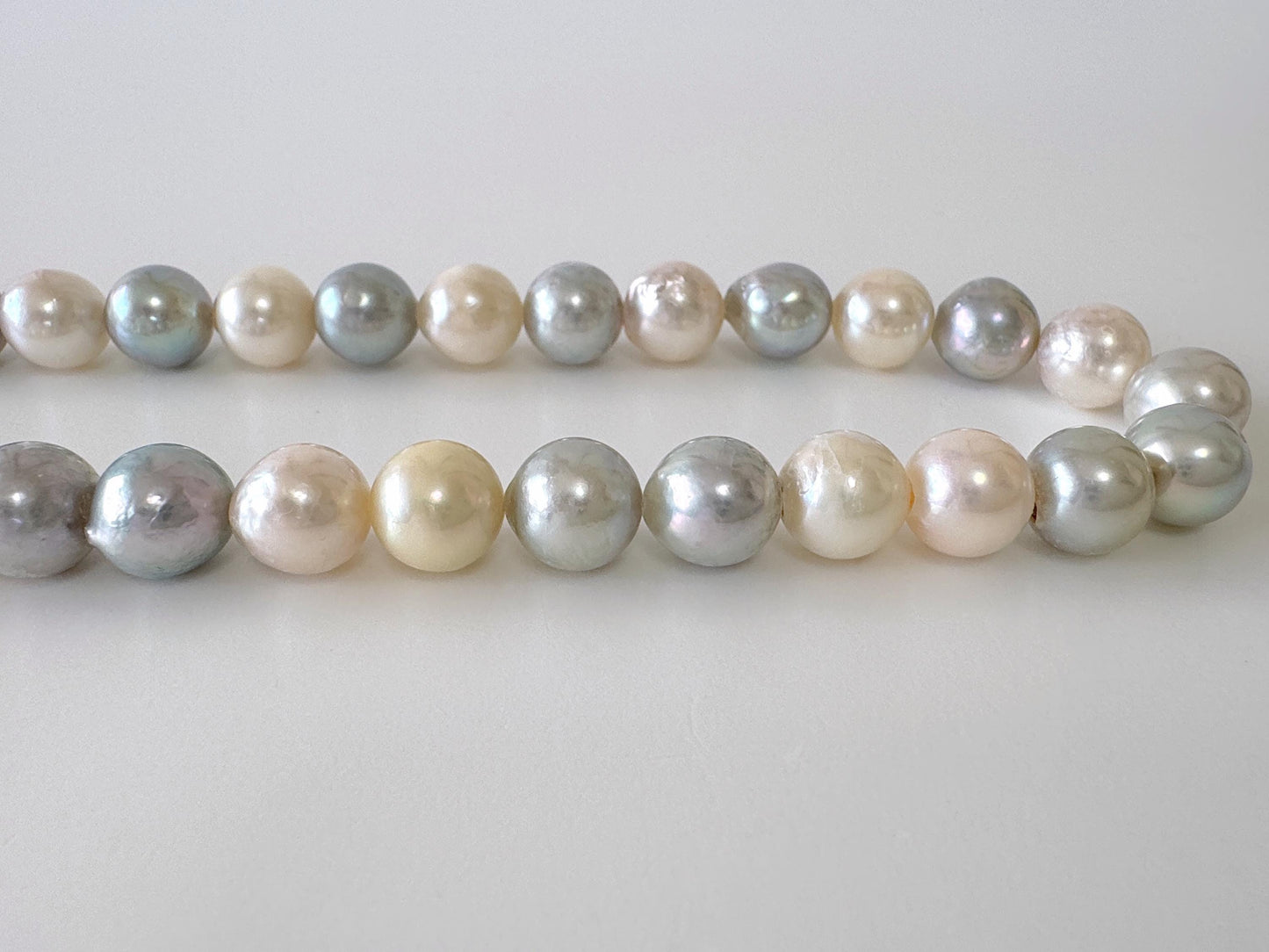 8.5-9mm Japanese Akoya Pearl Beads, Multi-color pearl, Genuine Salt water Akoya Pearl, Full Strand, 40cm , 15.7"