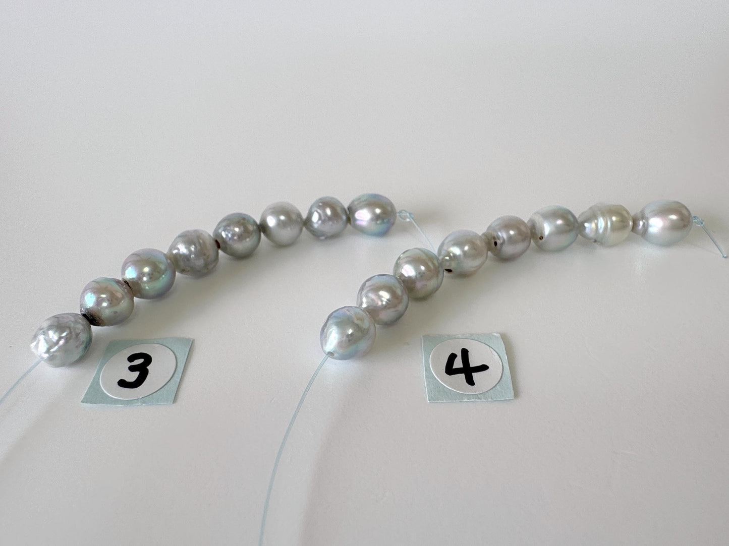 Japanese Blue/Silver color (cobalt treated) Akoya Pearl Beads, 6-6.5mm, Mini Strand, Short Strand of 8 Pieces, Cultured in Sea Water