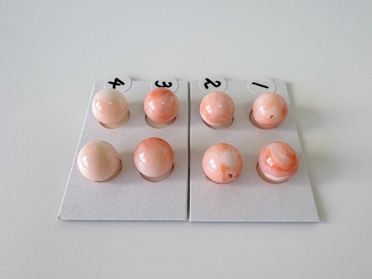 9-9.3mm Full Hole Natural deep sea coral round loose, Pink/Orange/White Coral, For earring sets or pendant, price per pair, Natural Color