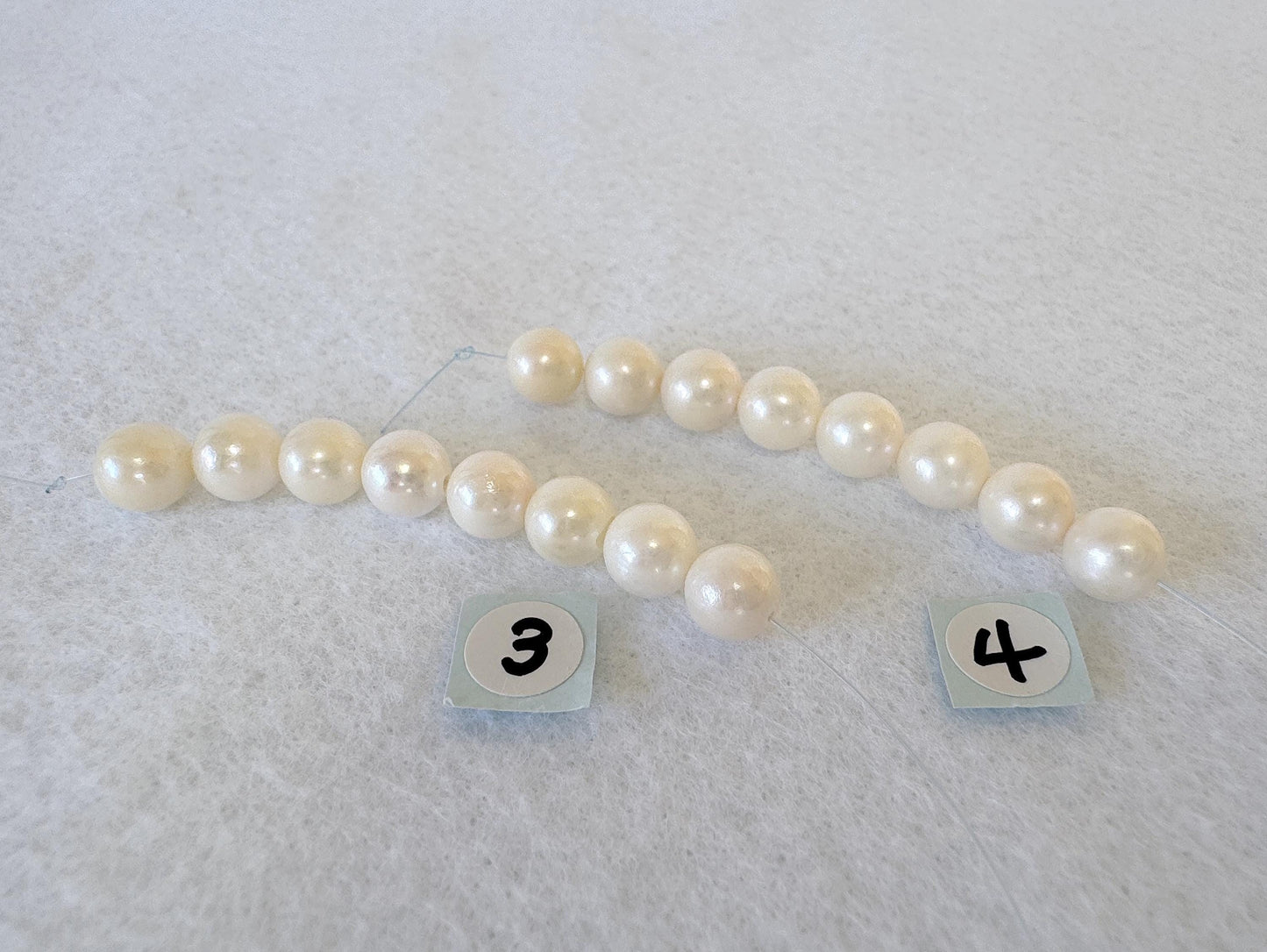 Japanese White/Off-white  Akoya Pearl Beads, 6.5-7mm, Mini Strand, Short Strand, 8 Pieces, Genuine Akoya Pearl, Cultured in Sea Water